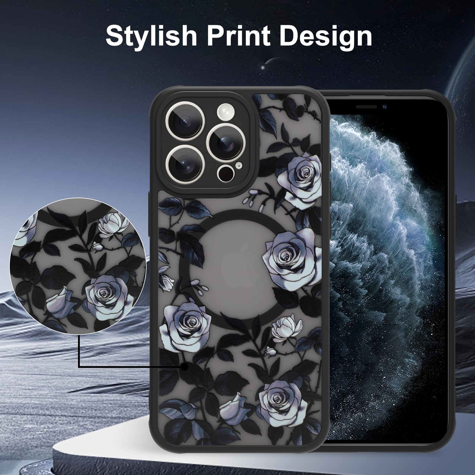 Foto 7 pulgar | Funda De Teléfono Aigomara Para Iphone 11 Pro Con Magsafe Rose Flower - Venta Internacional.