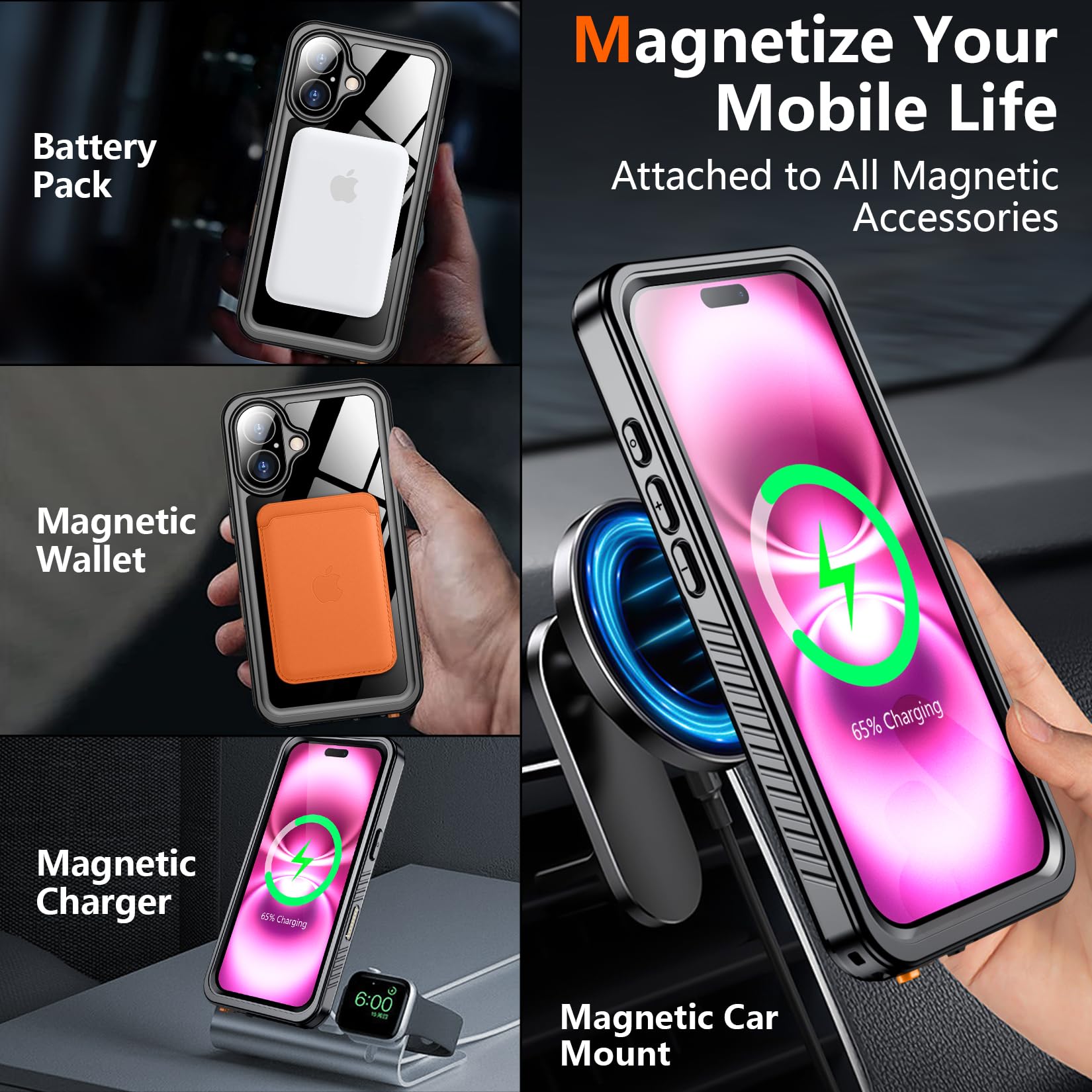 Foto 5 pulgar | Funda De Teléfono Spidercase Magnética Impermeable Para Iphone 16 - Venta Internacional.