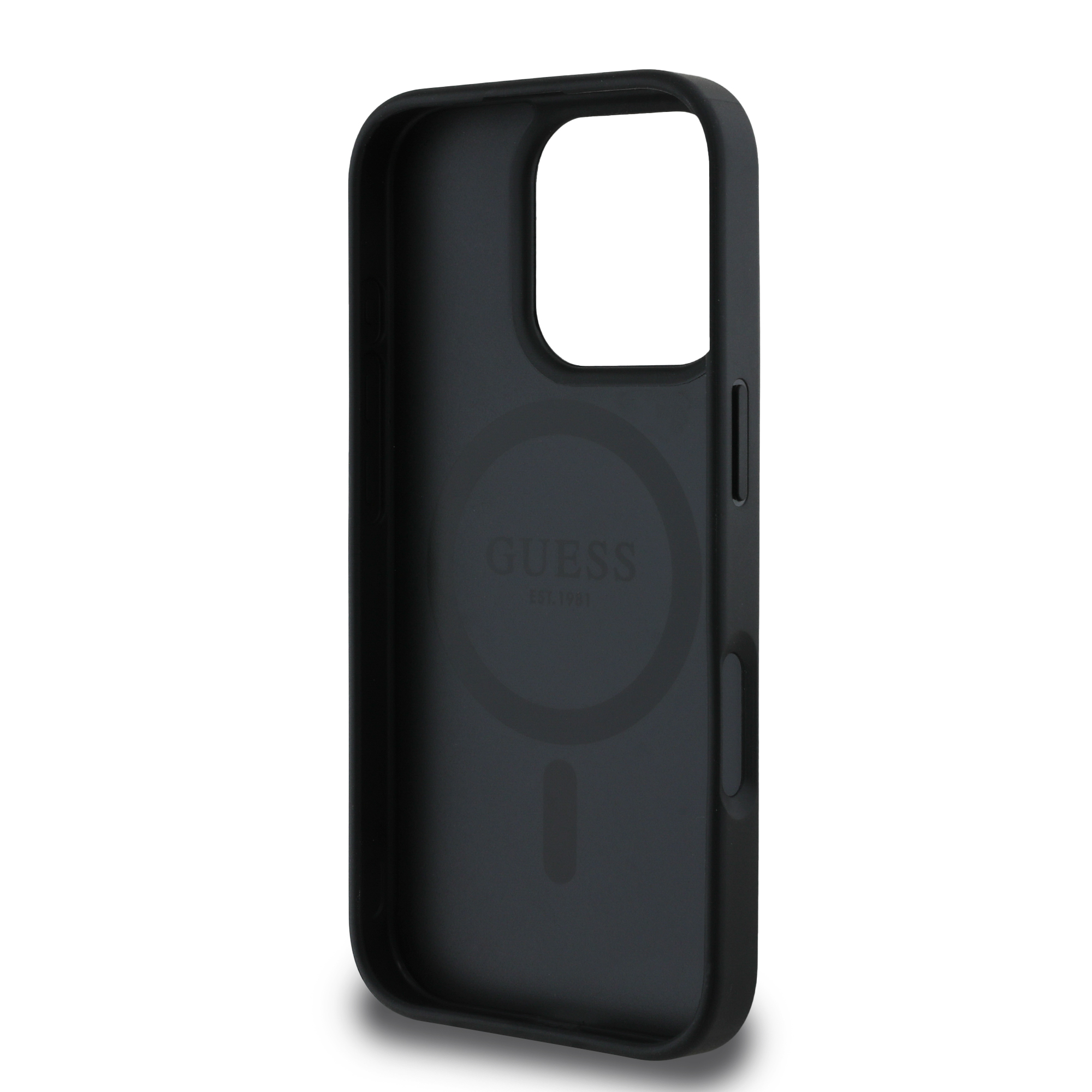 Foto 8 pulgar | Funda Original Guess Peony Magsafe Triángulo Para Iphone 16 Pro - Negro