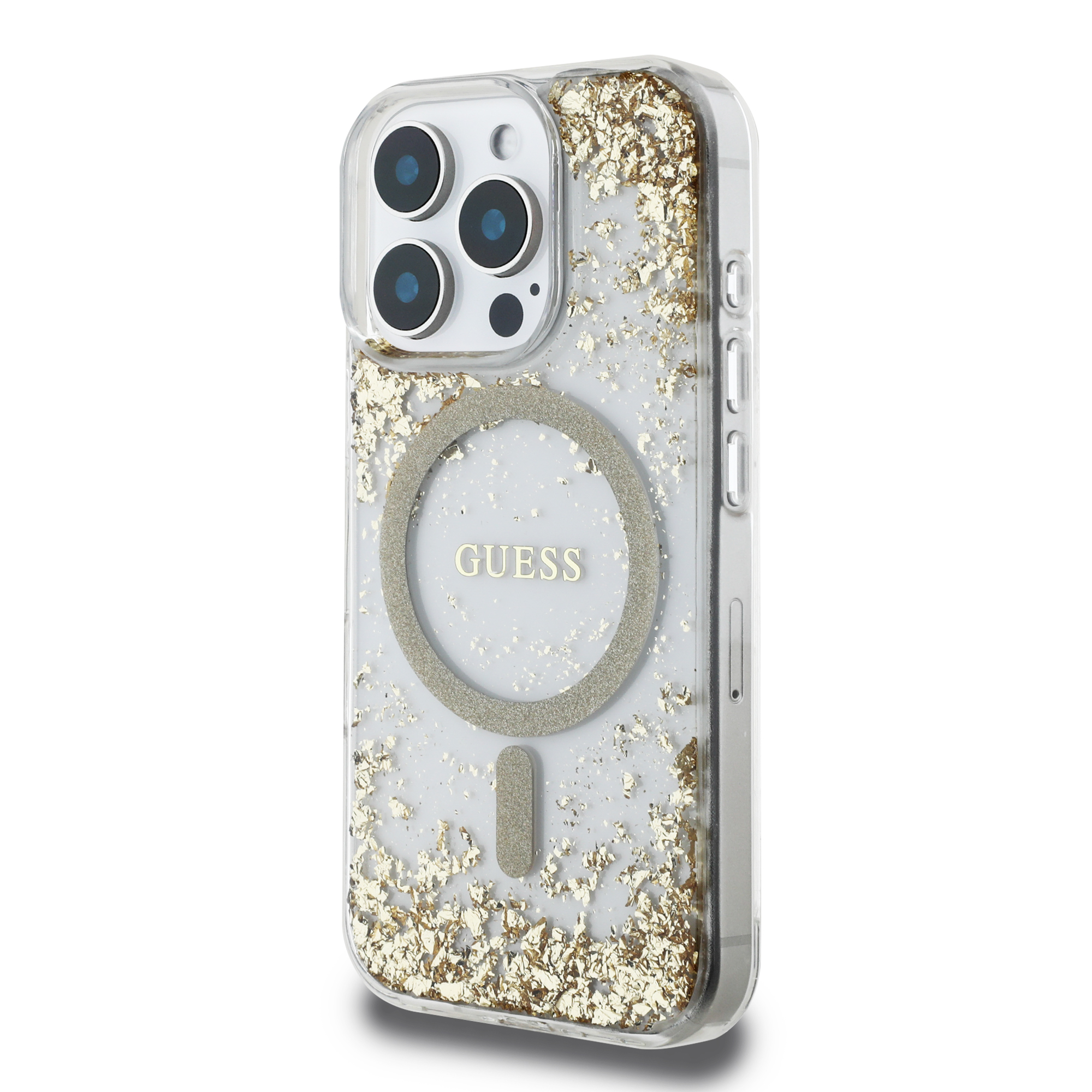 Foto 3 pulgar | Funda Original Guess Brillantina Magsafe Para Iphone 16 Pro - Dorado