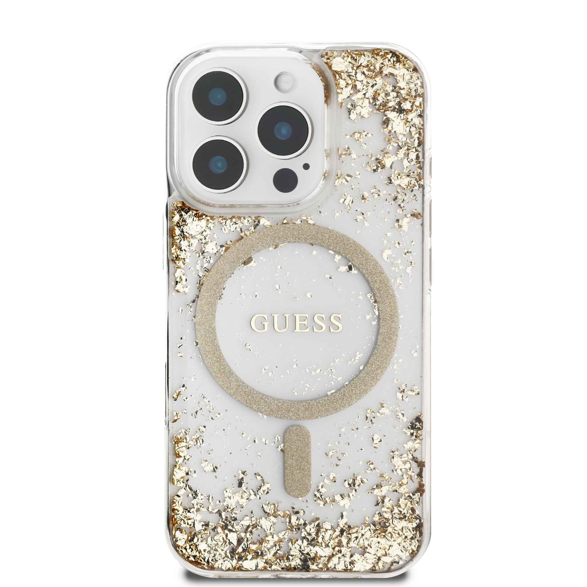 Foto 4 pulgar | Funda Original Guess Brillantina Magsafe Para Iphone 16 Pro - Dorado