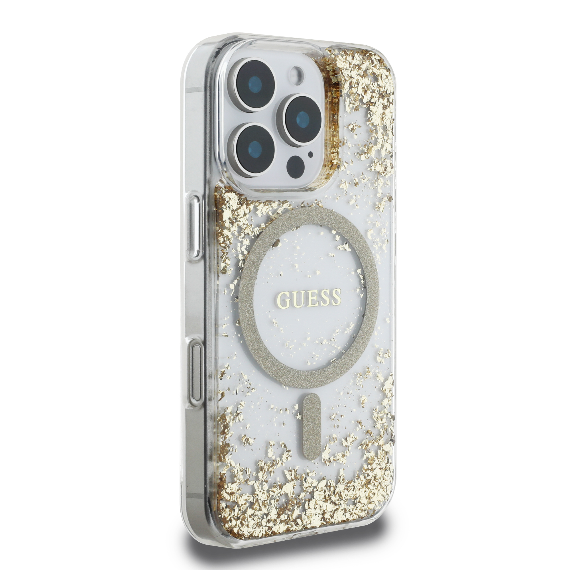 Foto 5 pulgar | Funda Original Guess Brillantina Magsafe Para Iphone 16 Pro - Dorado