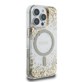 Foto 4 | Funda Original Guess Brillantina Magsafe Para Iphone 16 Pro - Dorado