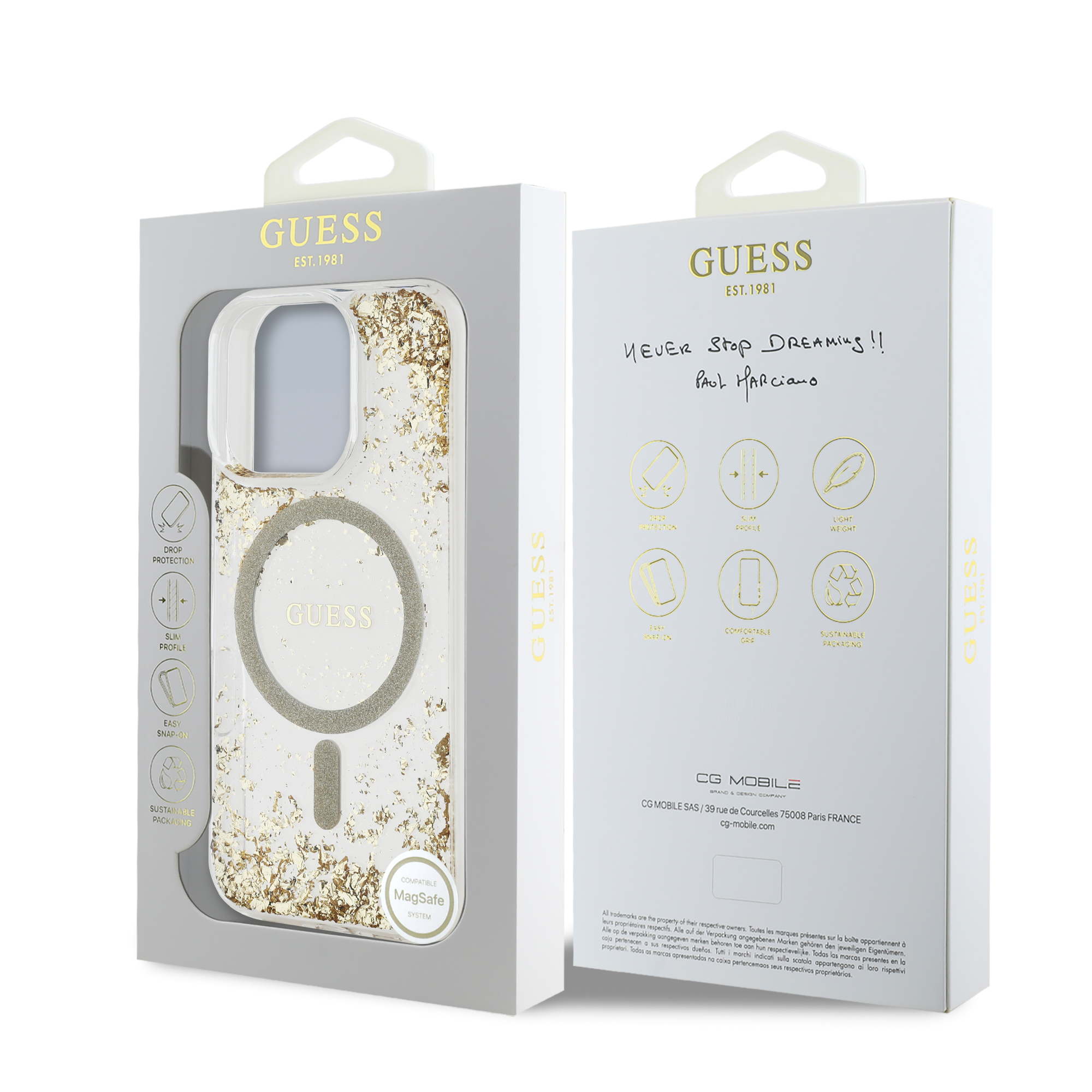 Foto 9 pulgar | Funda Original Guess Brillantina Magsafe Para Iphone 16 Pro - Dorado