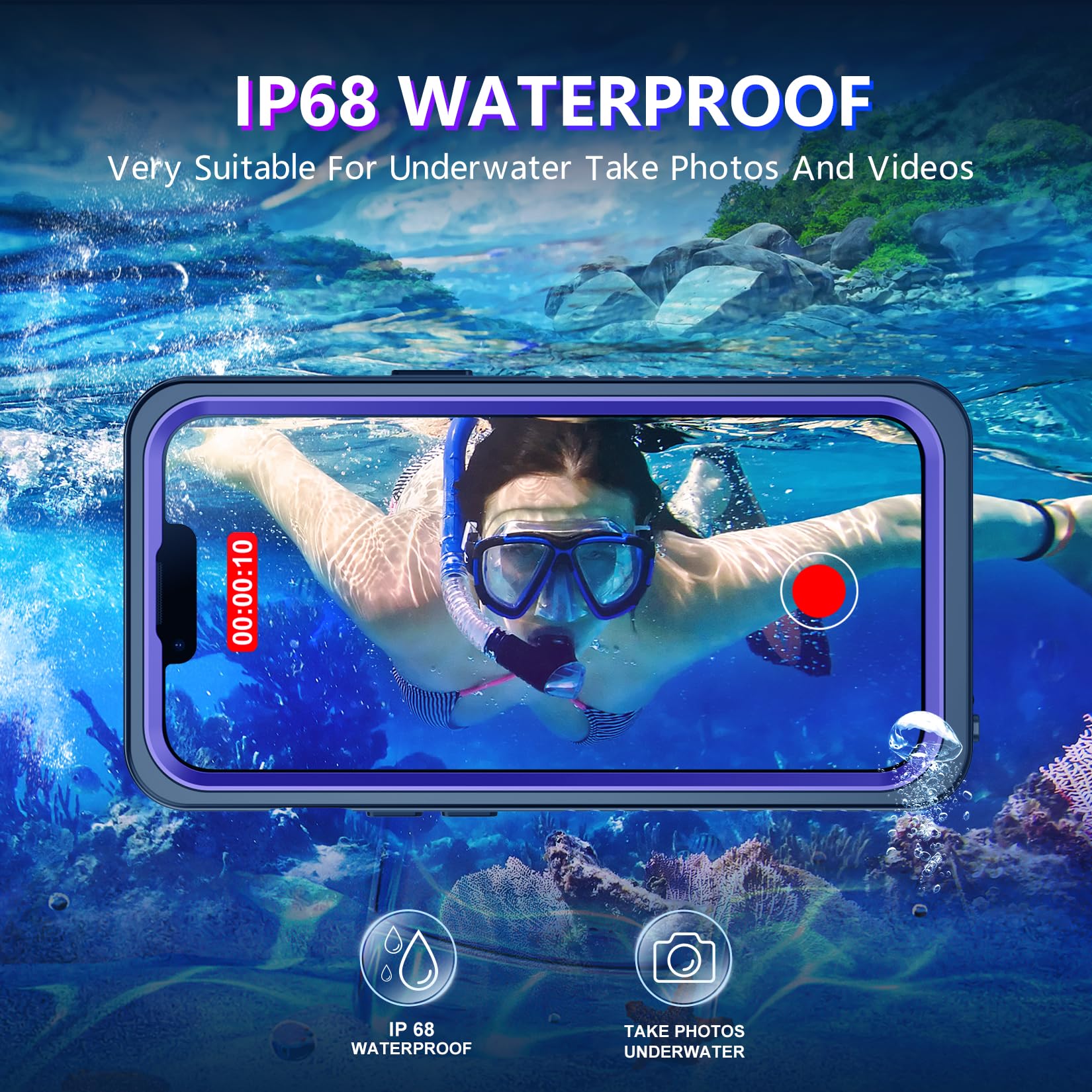 Foto 3 pulgar | Funda Impermeable Temdan Compatible Con Iphone 13 6.1 - Venta Internacional.