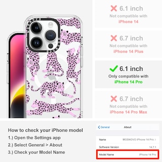 Foto 2 | Funda De Teléfono Mosnovo Para Iphone 14 Pro Buffertech Pink Leopard - Venta Internacional.
