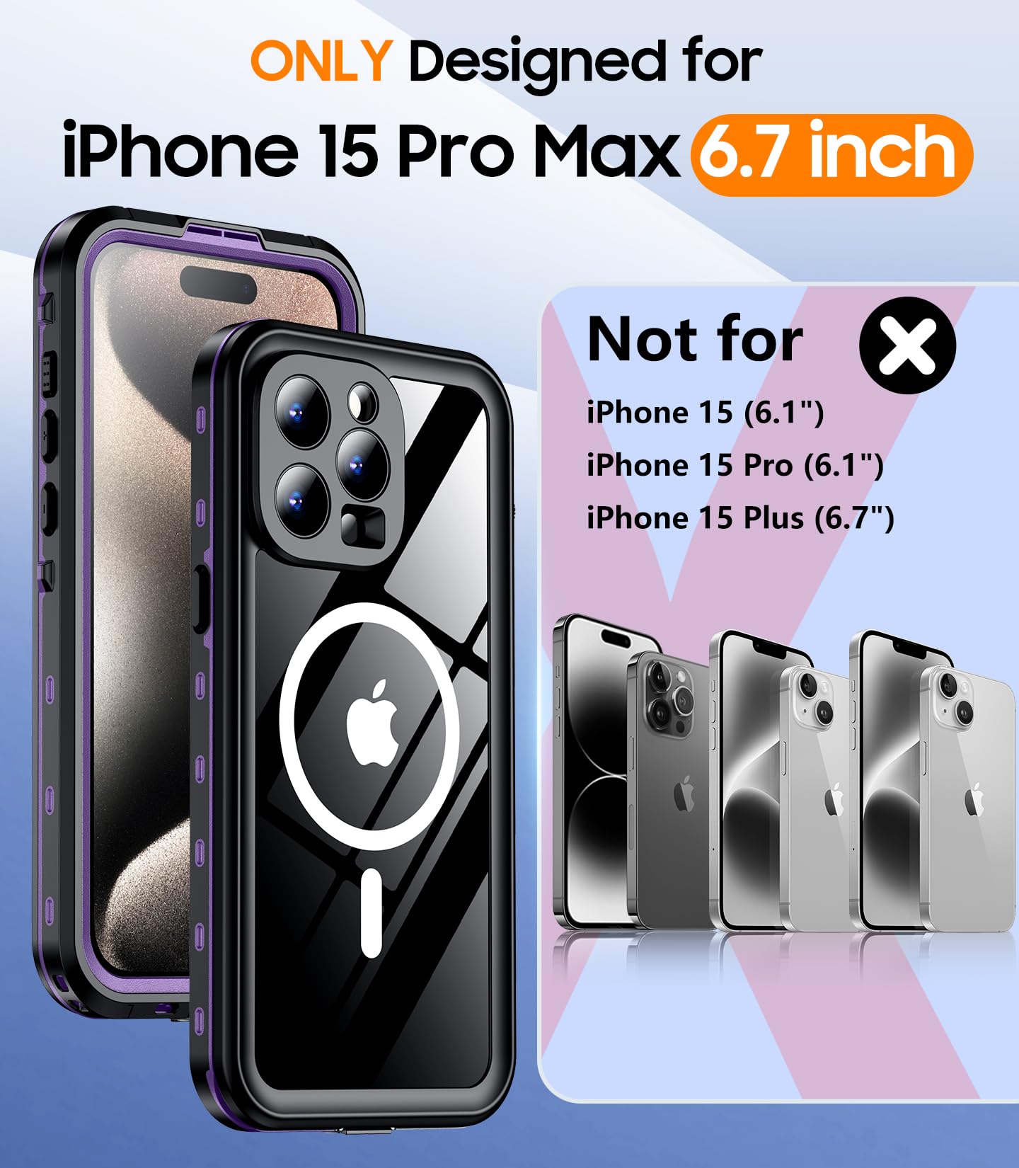 Foto 3 pulgar | Funda De Teléfono Temdan Magnética Impermeable Para Iphone 15 Pro Max - Venta Internacional.