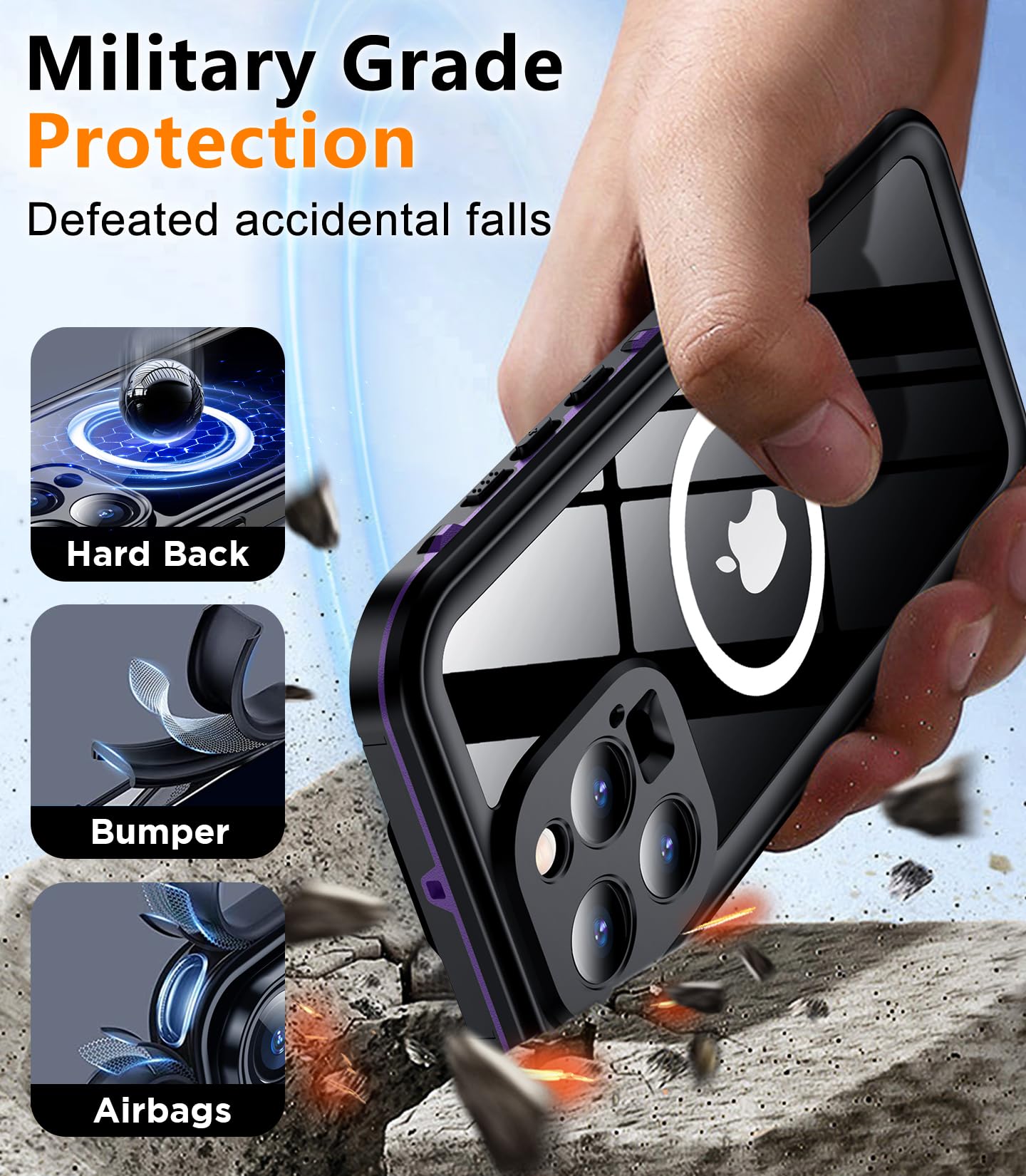 Foto 3 | Funda De Teléfono Temdan Magnética Impermeable Para Iphone 15 Pro Max - Venta Internacional.