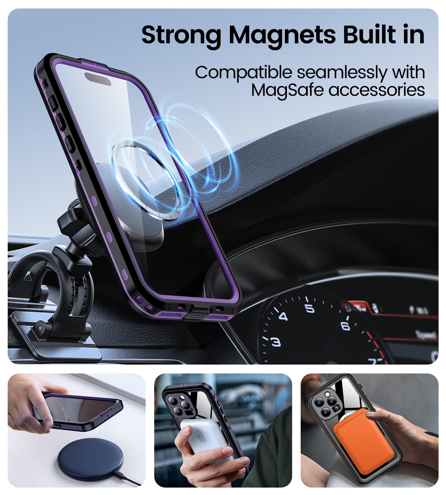 Foto 5 pulgar | Funda De Teléfono Temdan Magnética Impermeable Para Iphone 15 Pro Max - Venta Internacional.