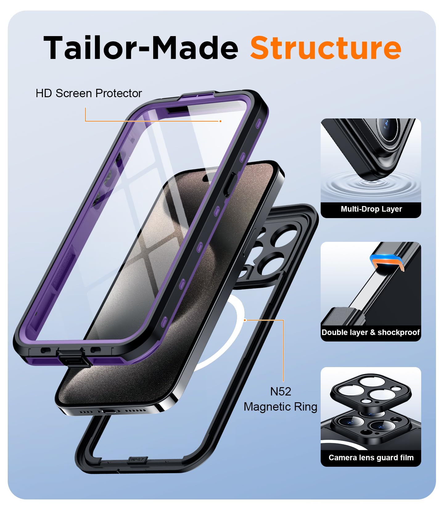 Foto 6 pulgar | Funda De Teléfono Temdan Magnética Impermeable Para Iphone 15 Pro Max - Venta Internacional.