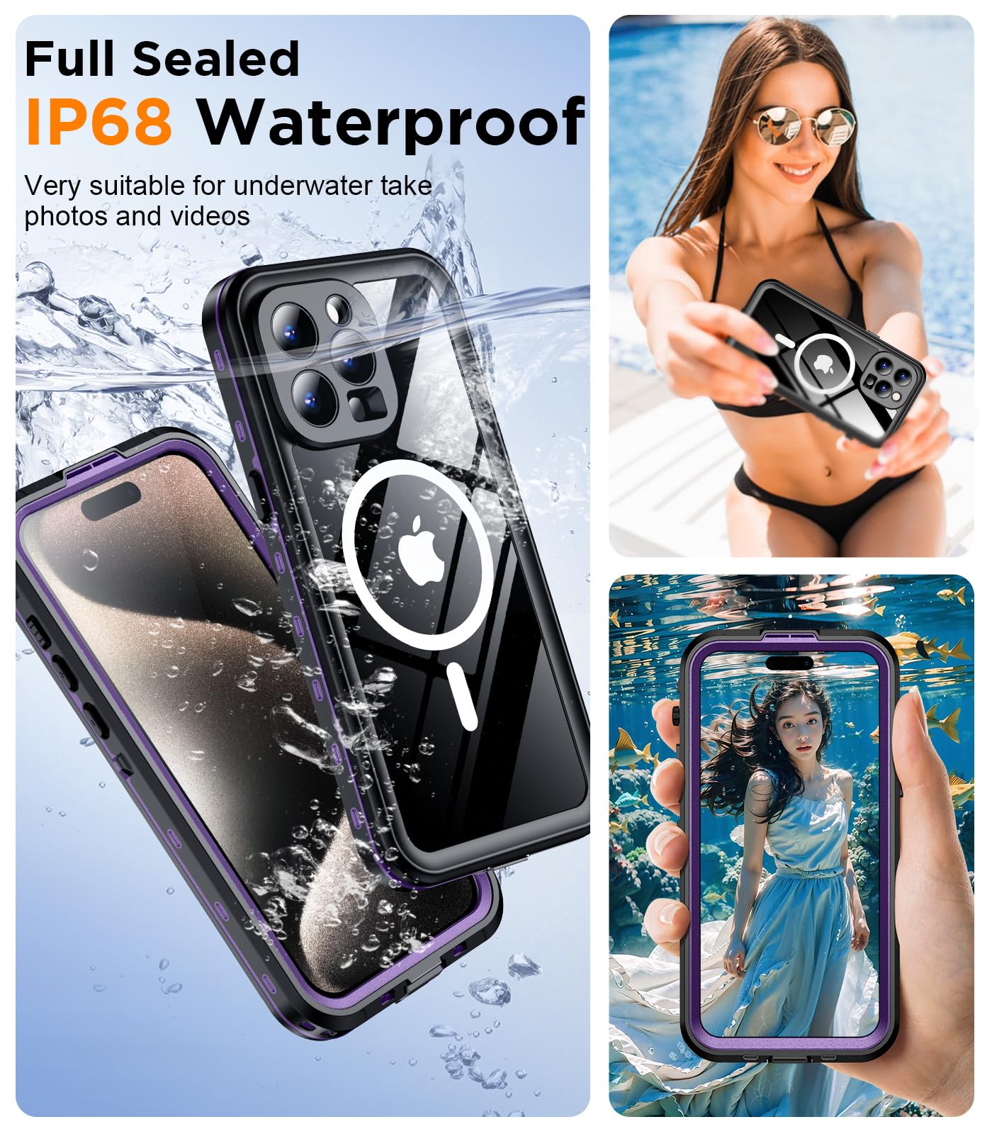 Foto 7 pulgar | Funda De Teléfono Temdan Magnética Impermeable Para Iphone 15 Pro Max - Venta Internacional.