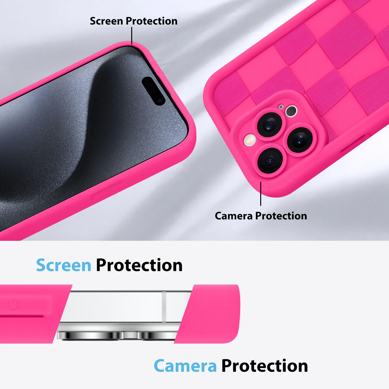 Foto 6 pulgar | Funda De Teléfono Kanghar Compatible Con Iphone 15 Pro - Rosa Intenso - Venta Internacional.