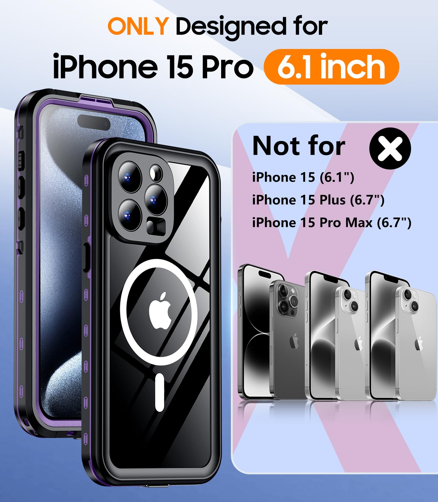 Foto 3 pulgar | Funda De Teléfono Temdan Magnetic Waterproof Para Iphone 15 Pro - Venta Internacional.