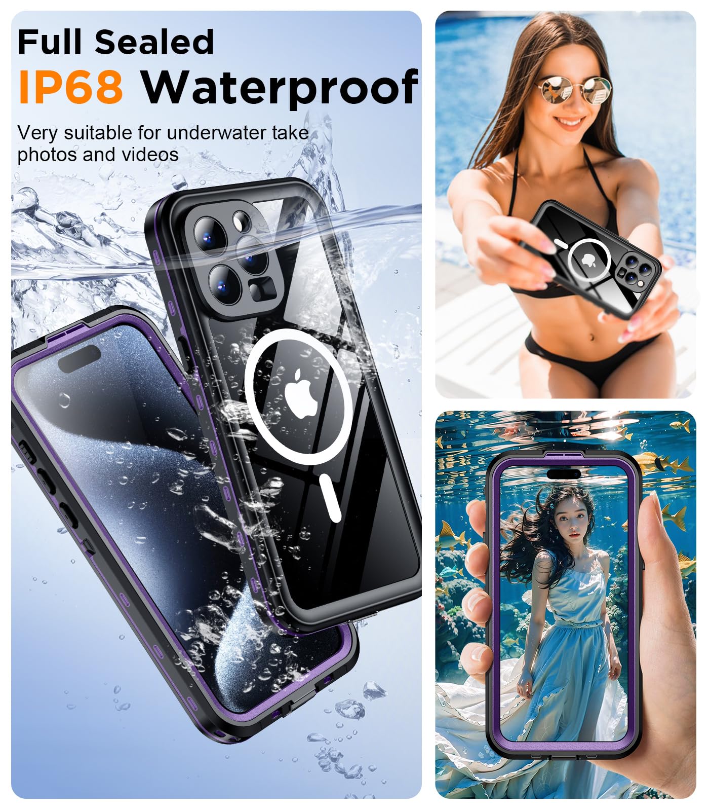 Foto 5 pulgar | Funda De Teléfono Temdan Magnetic Waterproof Para Iphone 15 Pro - Venta Internacional.