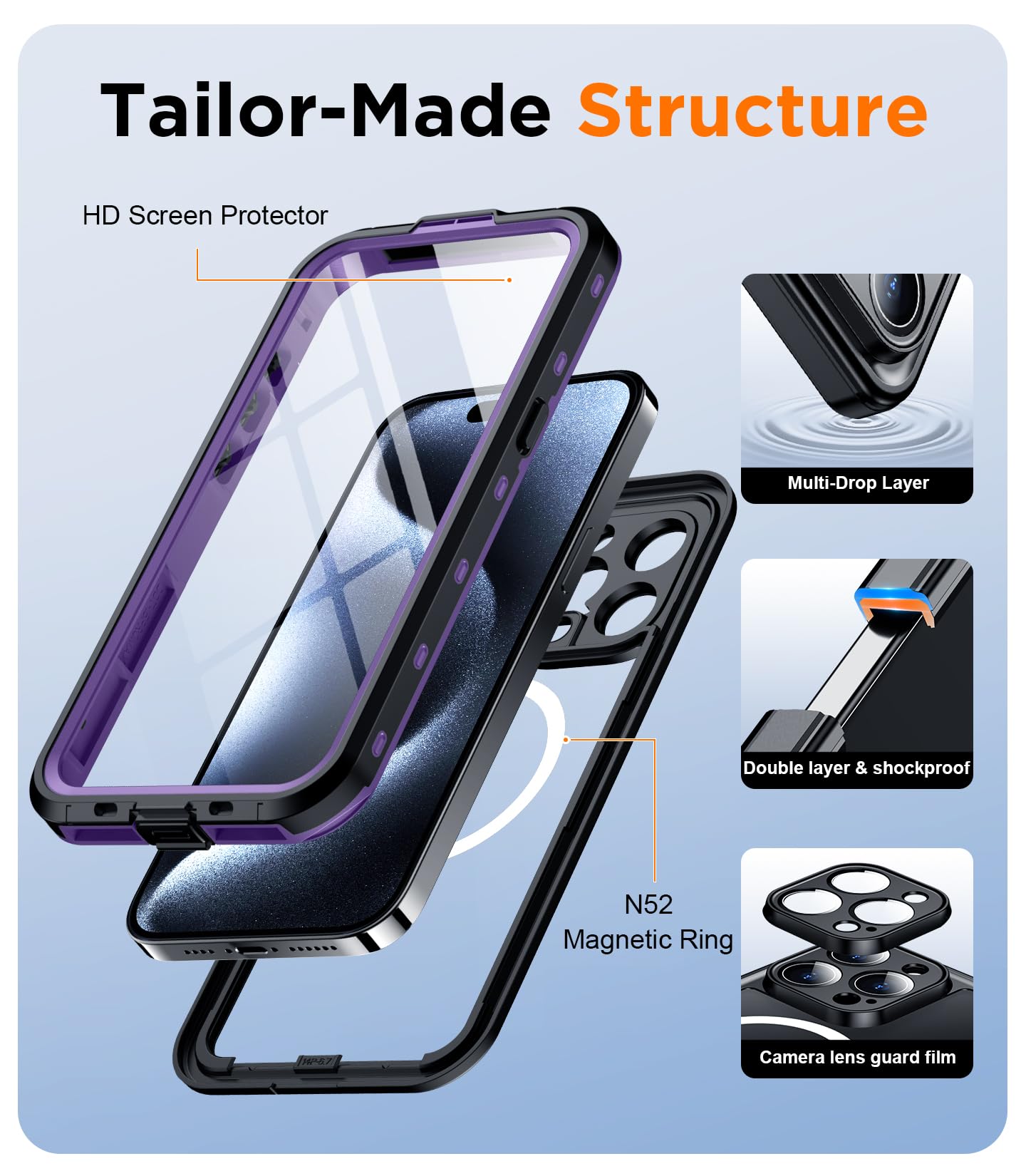 Foto 7 pulgar | Funda De Teléfono Temdan Magnetic Waterproof Para Iphone 15 Pro - Venta Internacional.