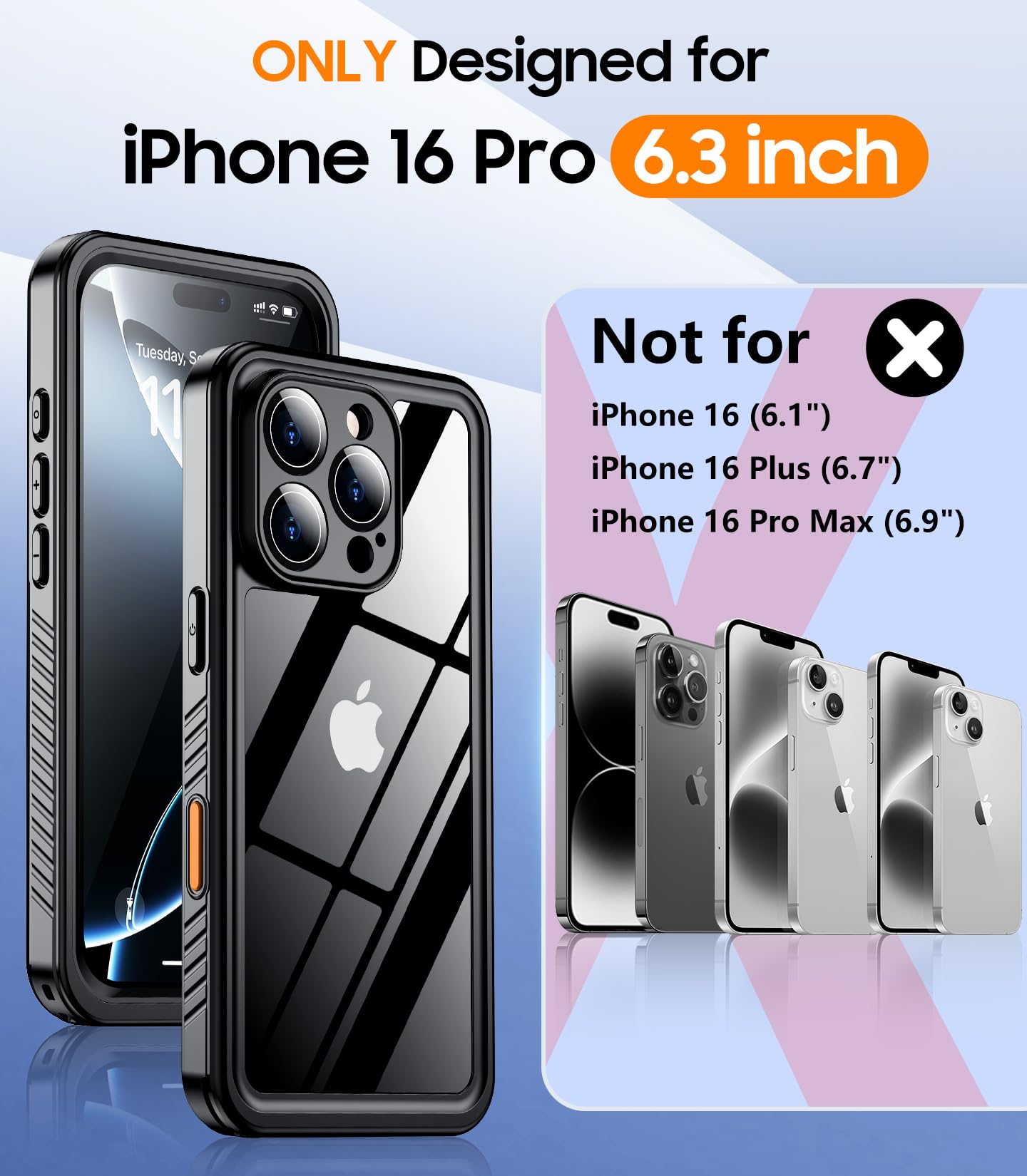 Foto 3 pulgar | Funda De Teléfono Temdan Para Iphone 16 Pro A Prueba De Agua Ip68 De 6,3 Pulgadas - Venta Internacional.