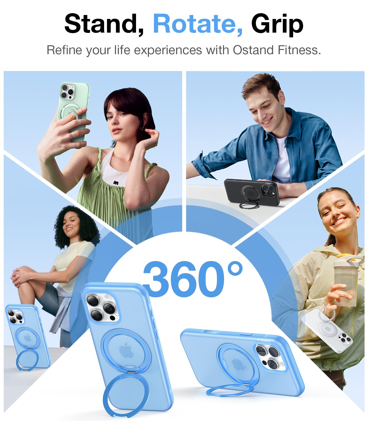 Foto 3 | Funda De Teléfono Torras 360° Ostand Fitness Para Iphone 16 Pro - Venta Internacional.