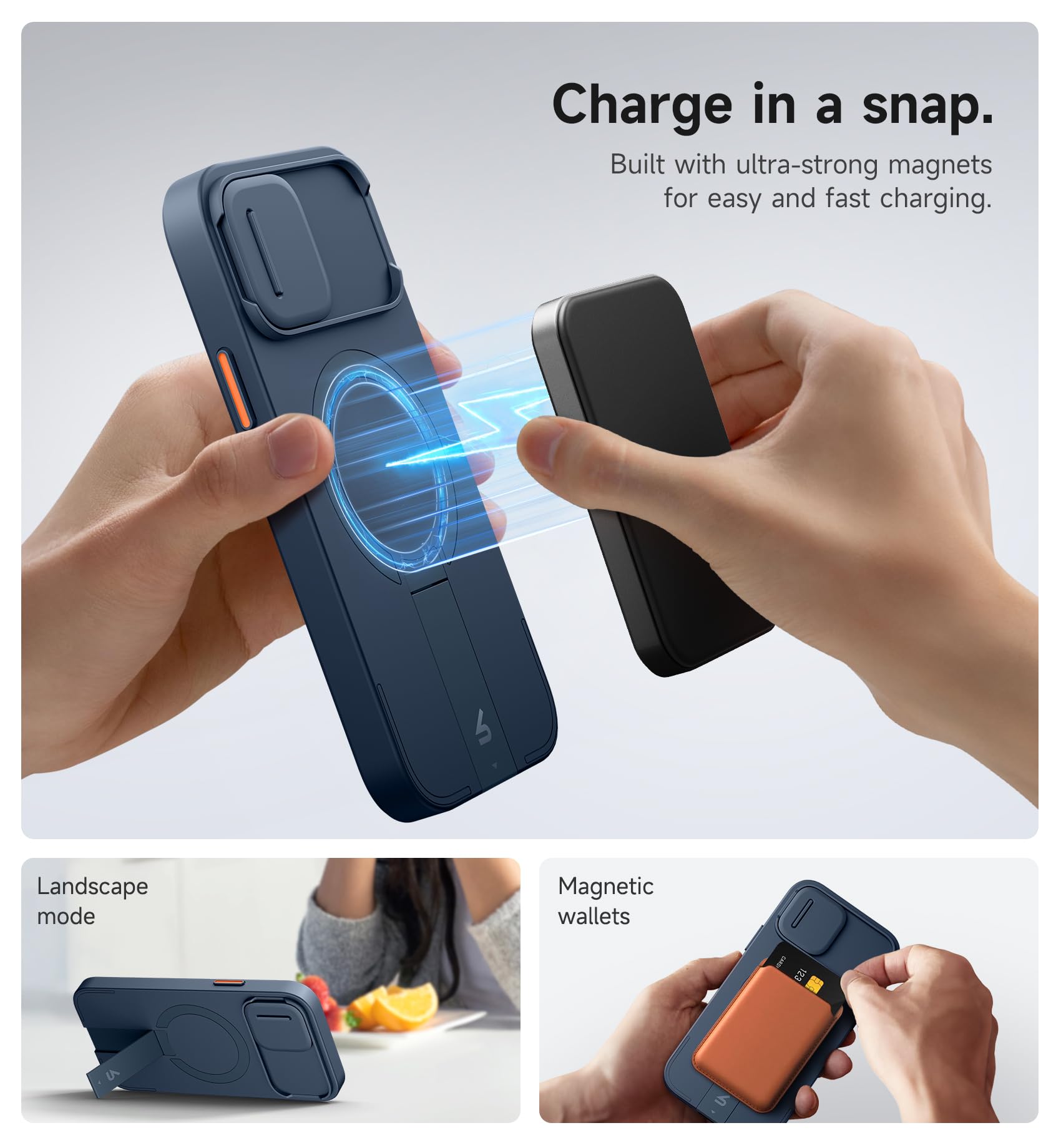 Foto 4 pulgar | Funda Suritch Para Iphone 12/12 Pro De 6.1 Pulgadas Con Funda Magnética, Color Azul - Venta Internacional.