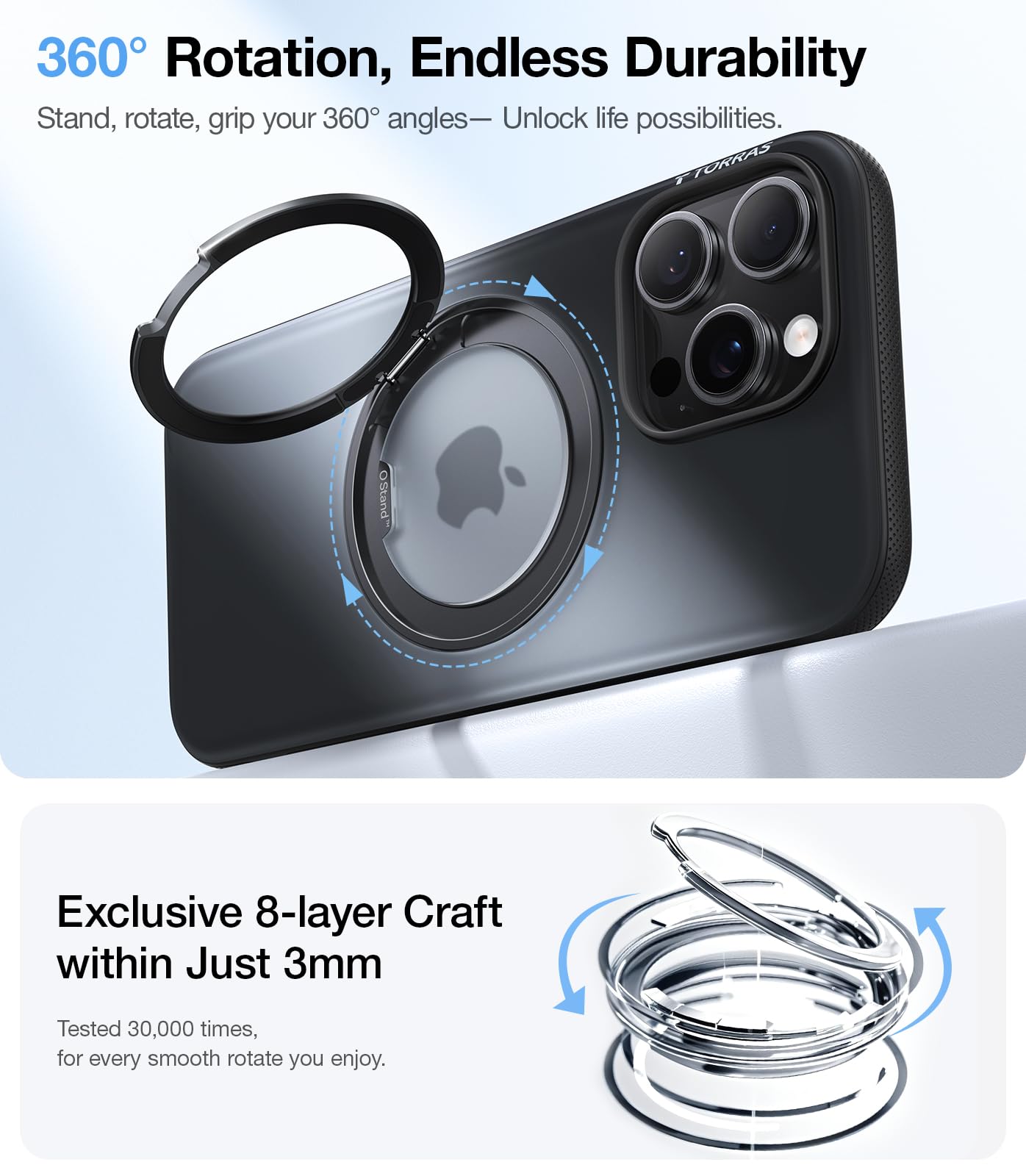 Foto 3 pulgar | Funda De Teléfono Torras 360° Ostand Fitness Para Iphone 16 Pro - Venta Internacional.
