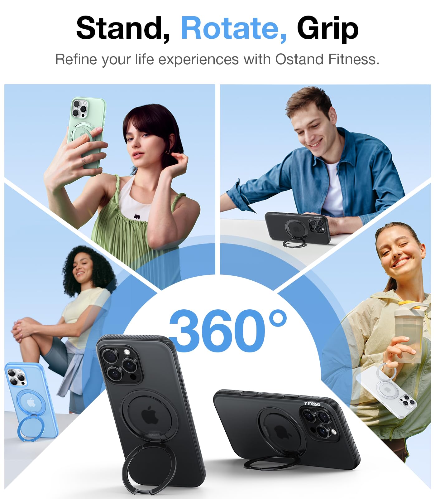 Foto 3 | Funda De Teléfono Torras 360° Ostand Fitness Para Iphone 16 Pro - Venta Internacional.