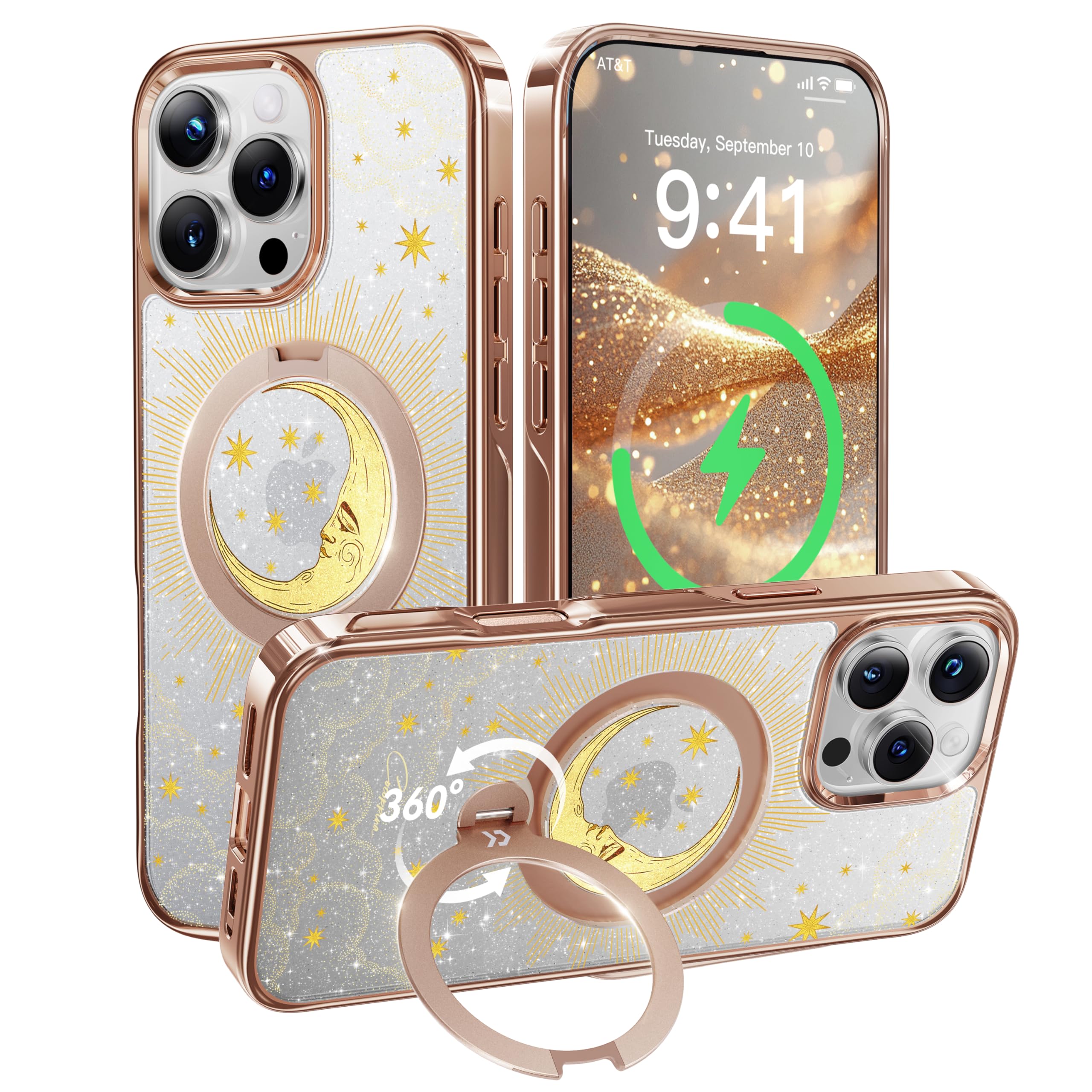 Foto 2 pulgar | Funda Para Teléfono Casekoo The Cocorrina Moon Tarot Glitter Para Iphone 15 Pro Max Con Soporte - Venta Internacional.