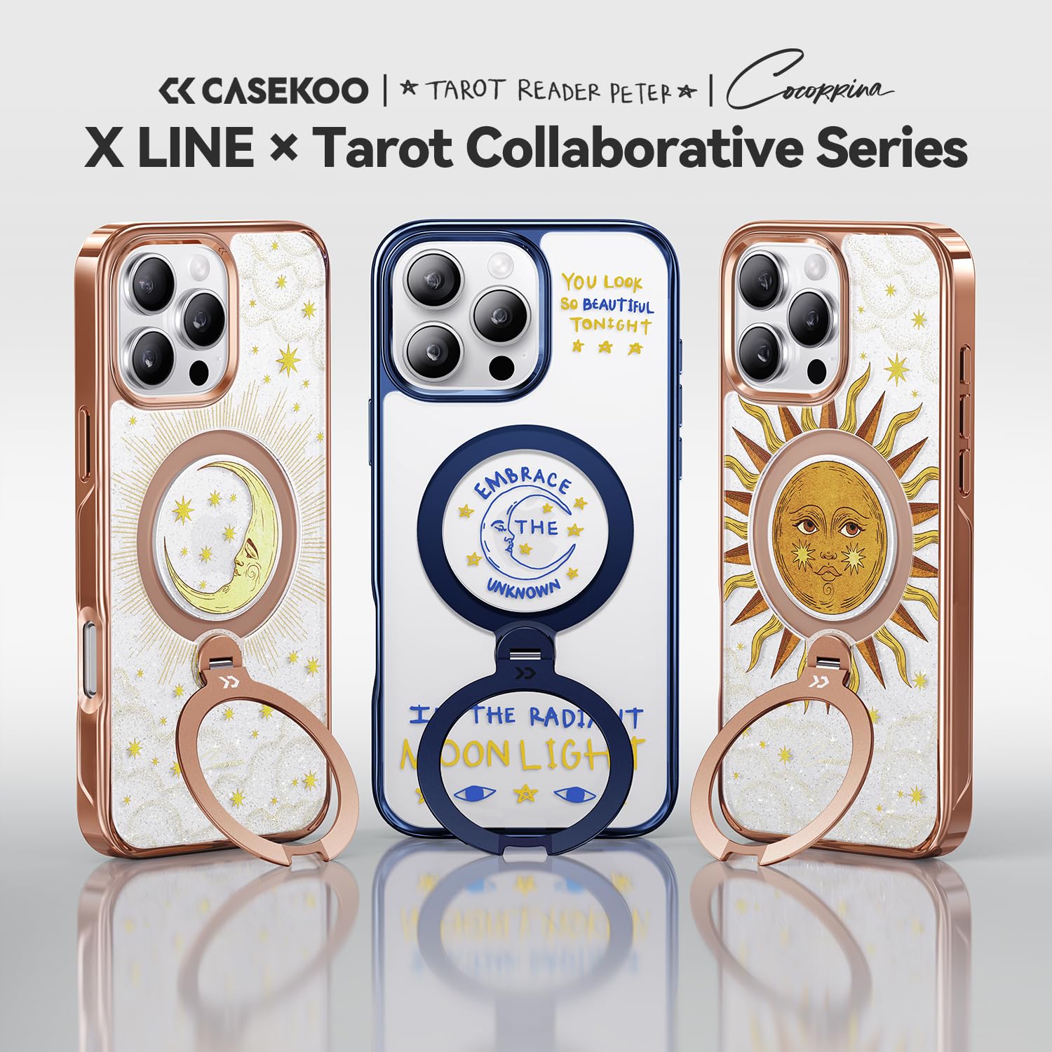 Foto 3 pulgar | Funda Para Teléfono Casekoo The Cocorrina Moon Tarot Glitter Para Iphone 15 Pro Max Con Soporte - Venta Internacional.
