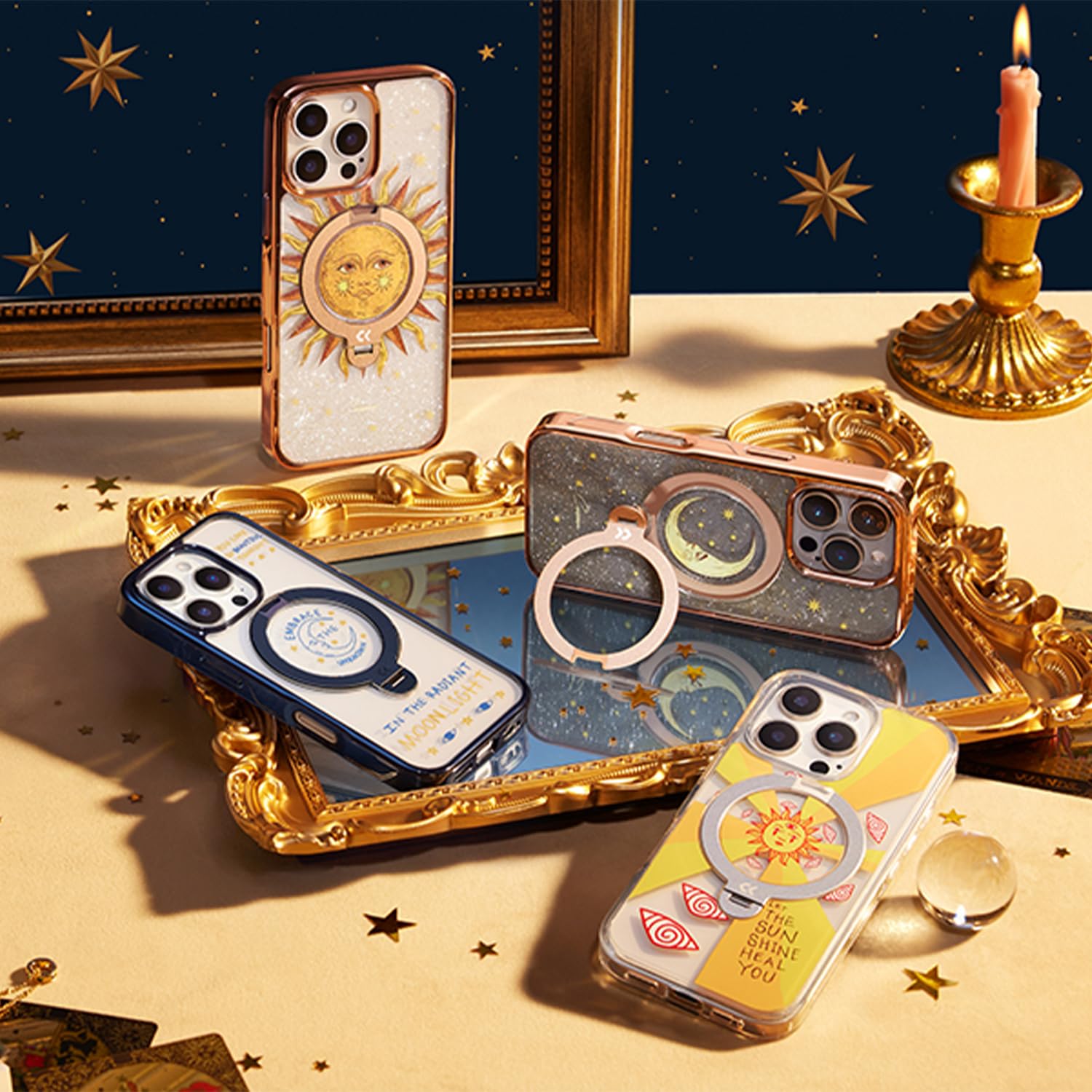Foto 4 pulgar | Funda Para Teléfono Casekoo The Cocorrina Moon Tarot Glitter Para Iphone 15 Pro Max Con Soporte - Venta Internacional.