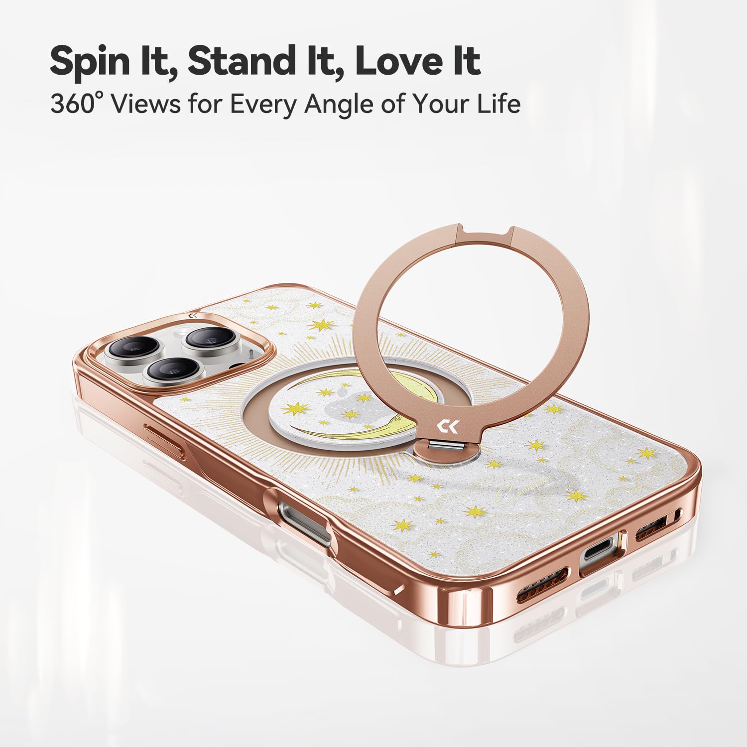 Foto 5 pulgar | Funda Para Teléfono Casekoo The Cocorrina Moon Tarot Glitter Para Iphone 15 Pro Max Con Soporte - Venta Internacional.