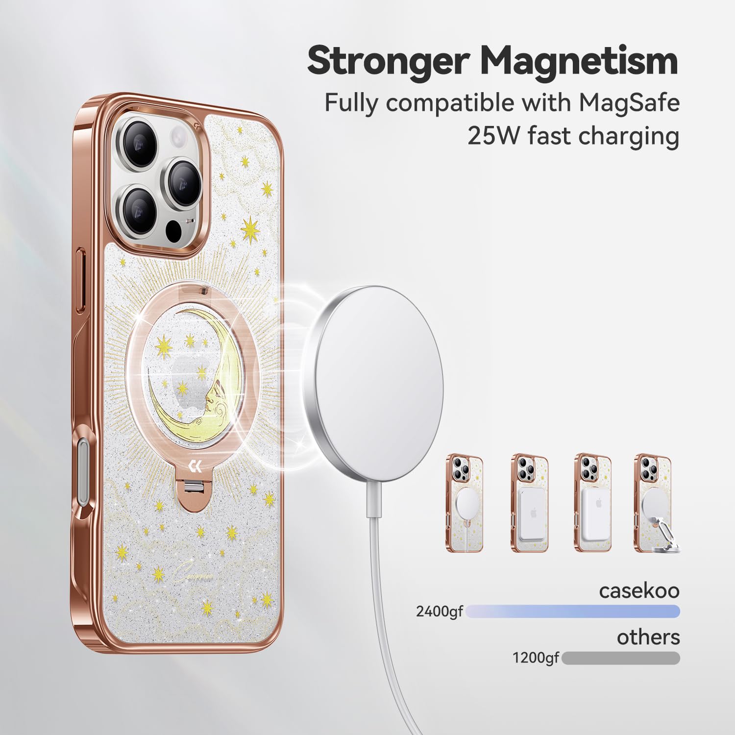 Foto 6 pulgar | Funda Para Teléfono Casekoo The Cocorrina Moon Tarot Glitter Para Iphone 15 Pro Max Con Soporte - Venta Internacional.