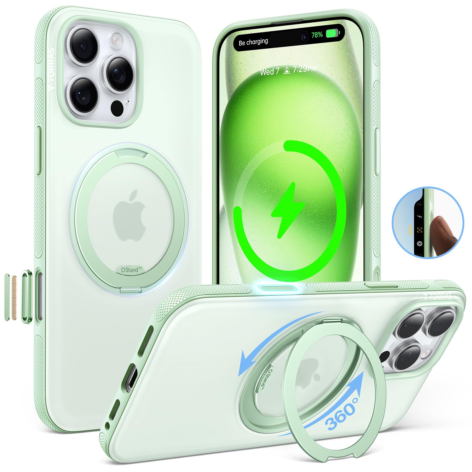 Funda De Teléfono Torras 360° Ostand Fitness Para Iphone 16 Pro Mint - Venta Internacional.