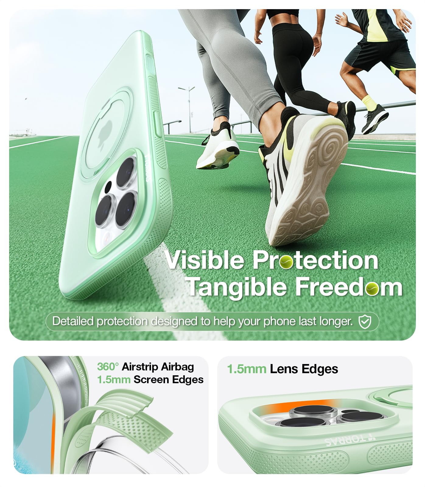 Foto 6 pulgar | Funda De Teléfono Torras 360° Ostand Fitness Para Iphone 16 Pro Mint - Venta Internacional.