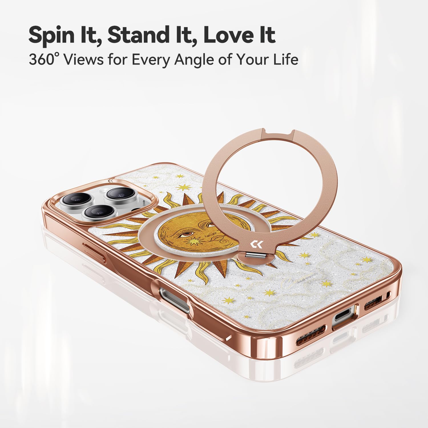 Foto 5 pulgar | Funda Para Teléfono Casekoo The Cocorrina Sun Tarot Glitter Para Iphone 15 Pro Max Con Soporte - Venta Internacional.