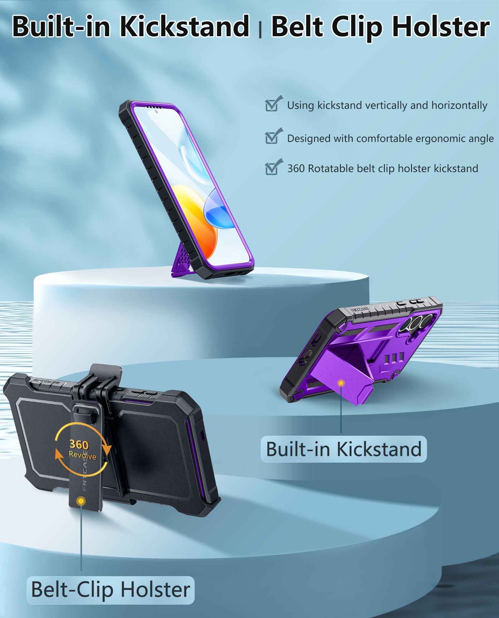 Foto 5 pulgar | Funda De Teléfono Fntcase Para Samsung Galaxy S25 Plus/s24 Plus Morado - Venta Internacional.