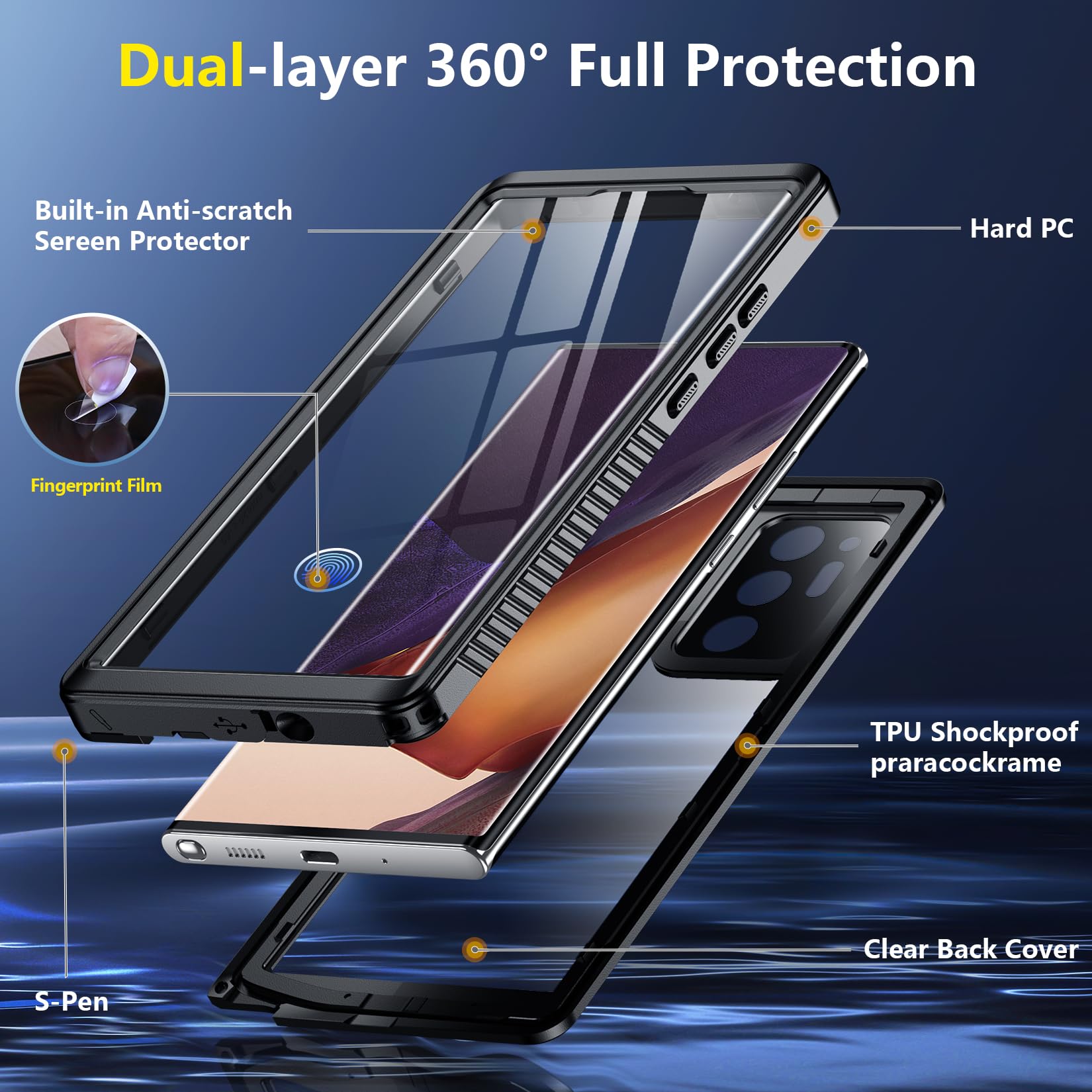 Foto 6 pulgar | Funda Spidercase Impermeable Ip68 Para Samsung Galaxy Note 20 Ultra - Venta Internacional.