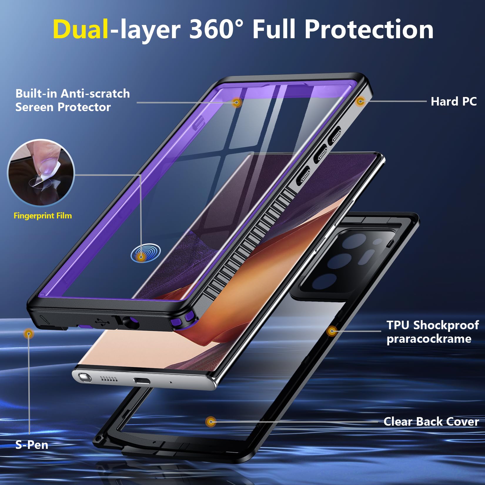 Foto 7 pulgar | Funda Spidercase Impermeable Ip68 Para Samsung Galaxy Note 20 Ultra - Venta Internacional.