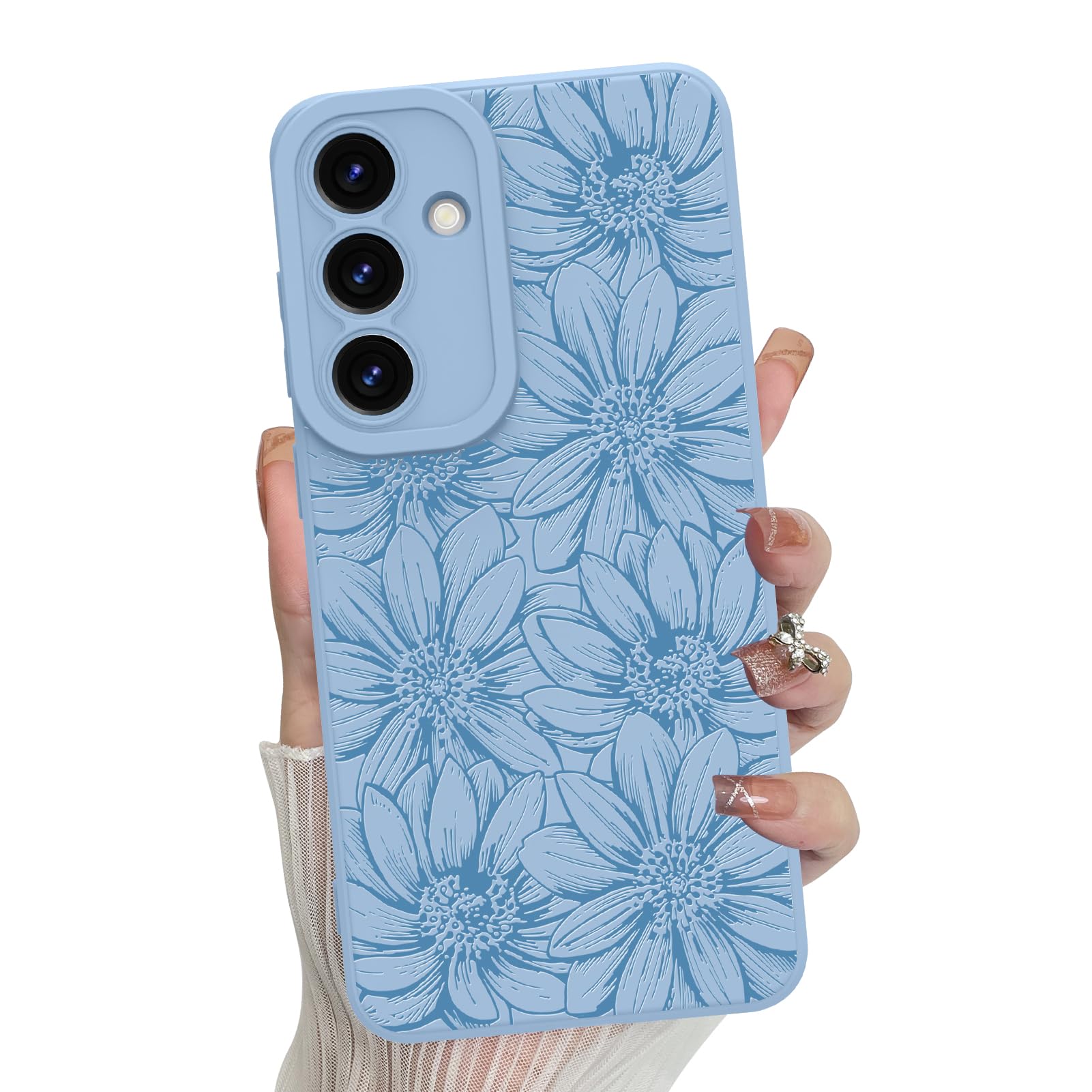 Foto 2 pulgar | Funda De Silicona Mzelq Con Estampado Floral Azul Para Samsung Galaxy S25 Plus - Venta Internacional.