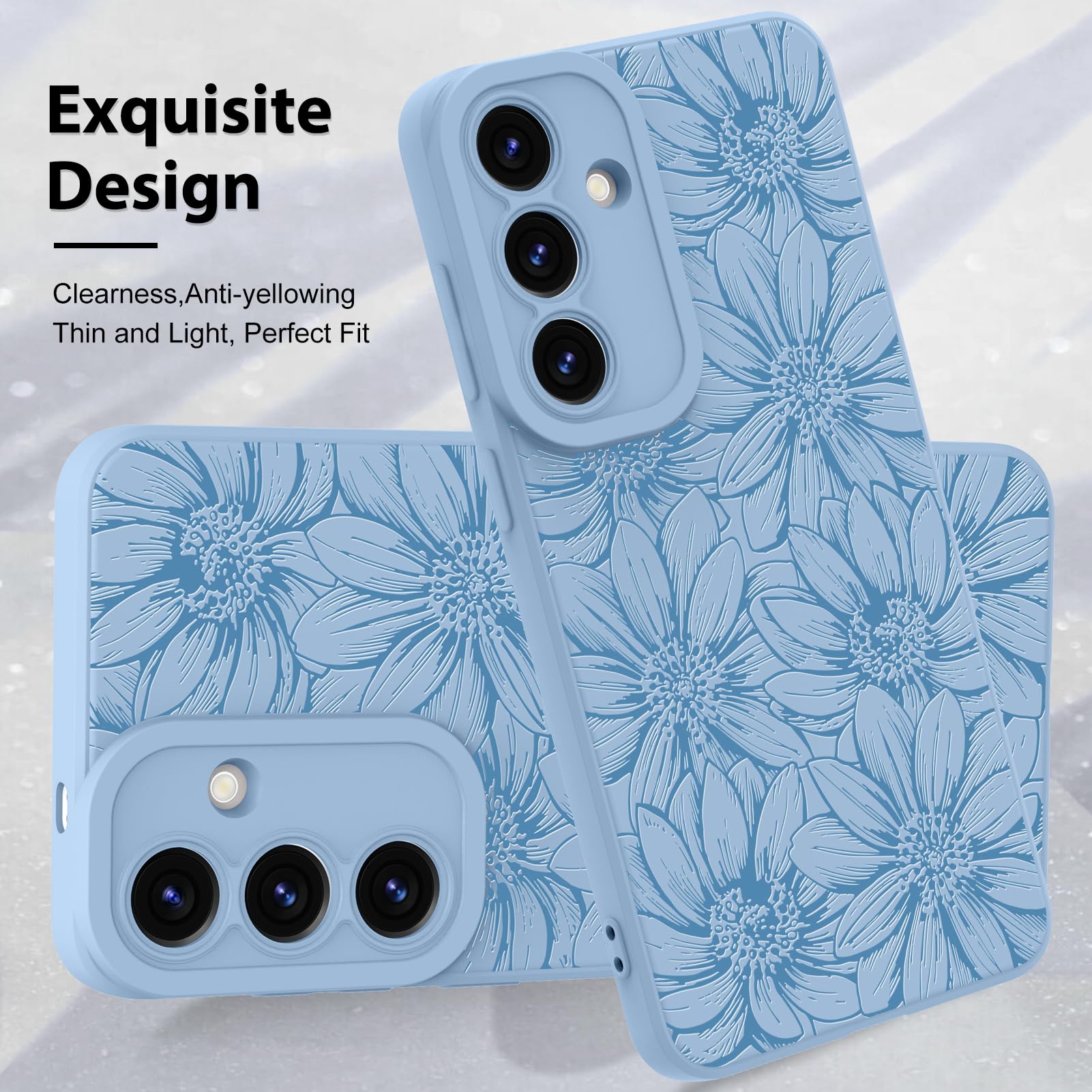 Foto 4 pulgar | Funda De Silicona Mzelq Con Estampado Floral Azul Para Samsung Galaxy S25 Plus - Venta Internacional.