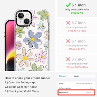 Foto 2 | Funda De Teléfono Mosnovo Para Iphone 14 Buffertech 2m Drop Clear - Venta Internacional.