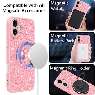 Foto 2 | Funda Para Iphone 16 Plus Kanghar Con Estampado De Leopardo Rosa Y Magsafe - Venta Internacional.