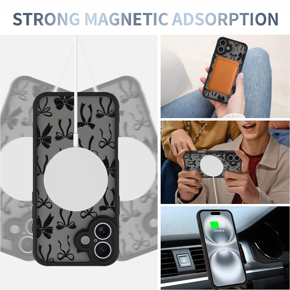 Foto 4 pulgar | Funda De Teléfono Aigomara Para Iphone 16 Con Lazo Negro Magsafe - Venta Internacional.