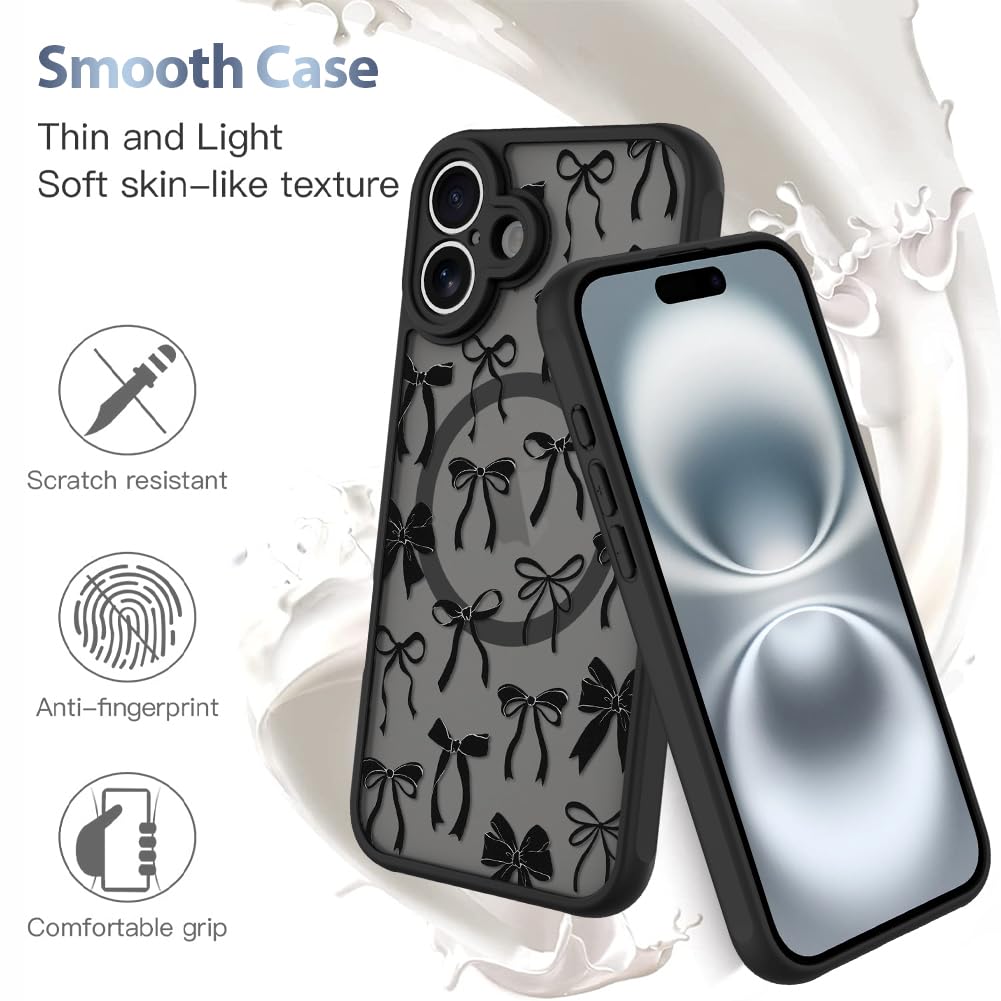 Foto 6 pulgar | Funda De Teléfono Aigomara Para Iphone 16 Con Lazo Negro Magsafe - Venta Internacional.