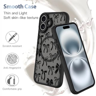 Foto 5 | Funda De Teléfono Aigomara Para Iphone 16 Con Lazo Negro Magsafe - Venta Internacional.