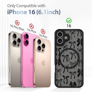 Foto 6 | Funda De Teléfono Aigomara Para Iphone 16 Con Lazo Negro Magsafe - Venta Internacional.