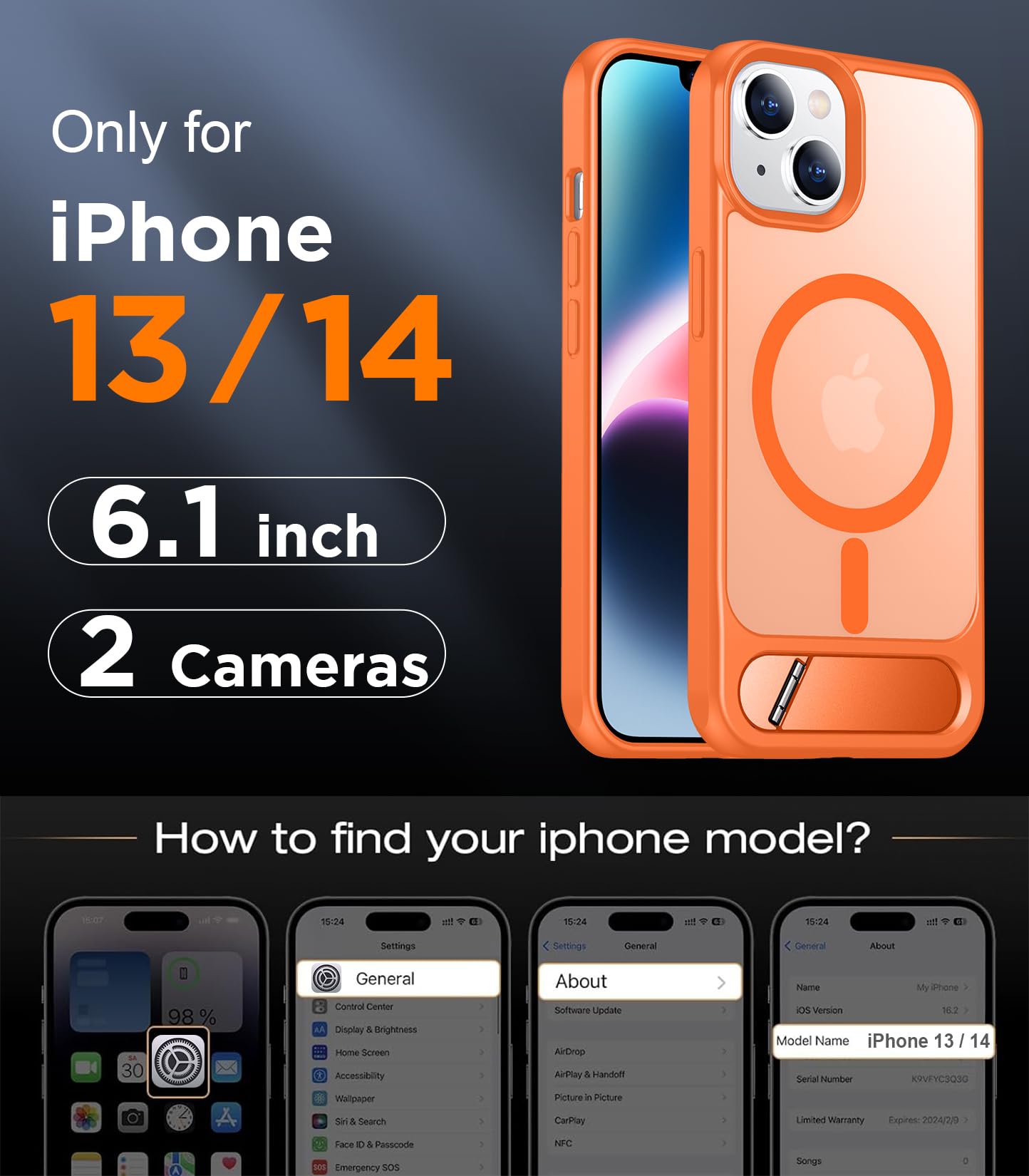 Foto 3 pulgar | Funda Magnética Temdan Compatible Con Iphone 14/13 6.1 - Venta Internacional.