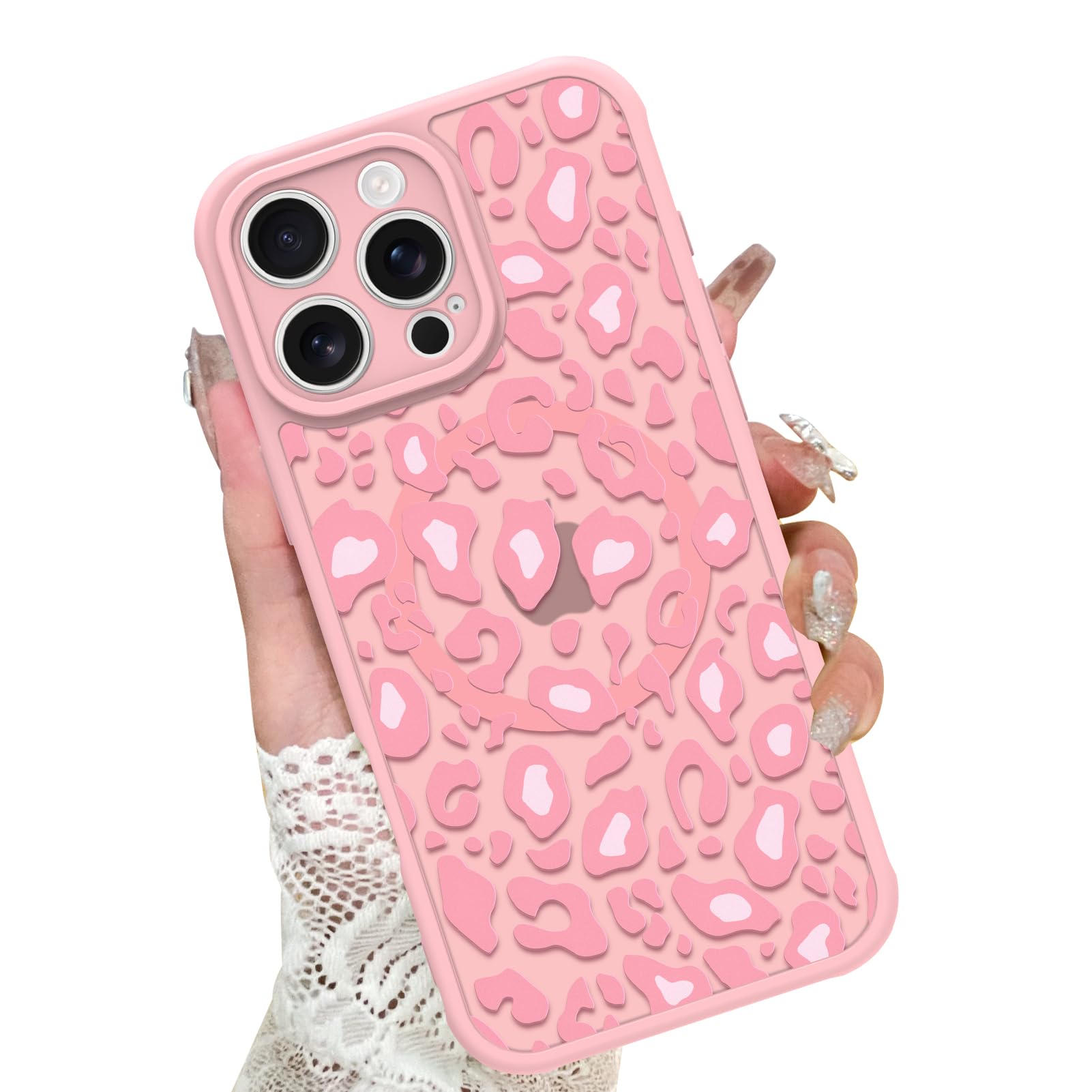 Funda Para Iphone 16 Pro Kanghar Con Estampado De Leopardo Rosa Y Magsafe - Venta Internacional.