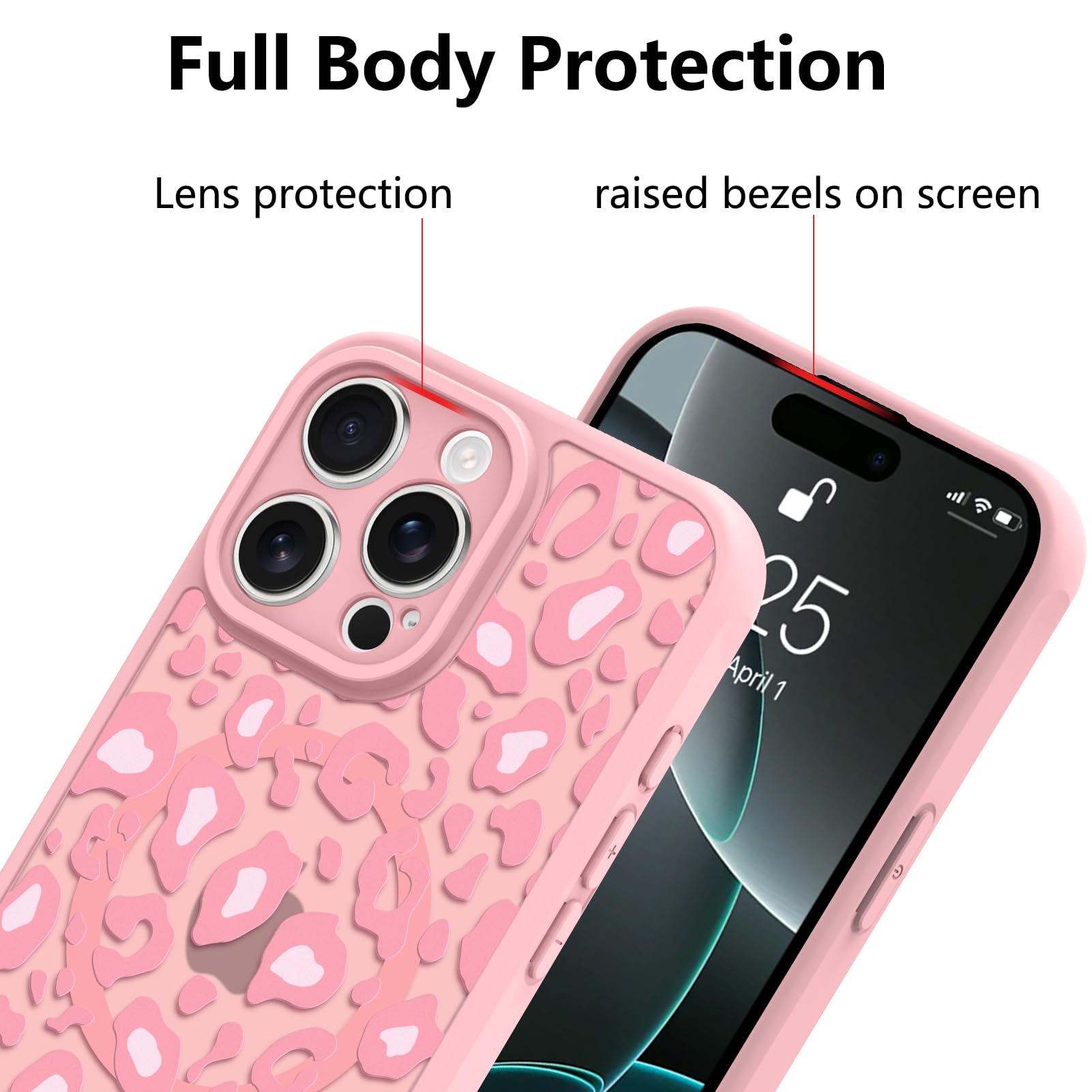 Foto 4 pulgar | Funda Para Iphone 16 Pro Kanghar Con Estampado De Leopardo Rosa Y Magsafe - Venta Internacional.