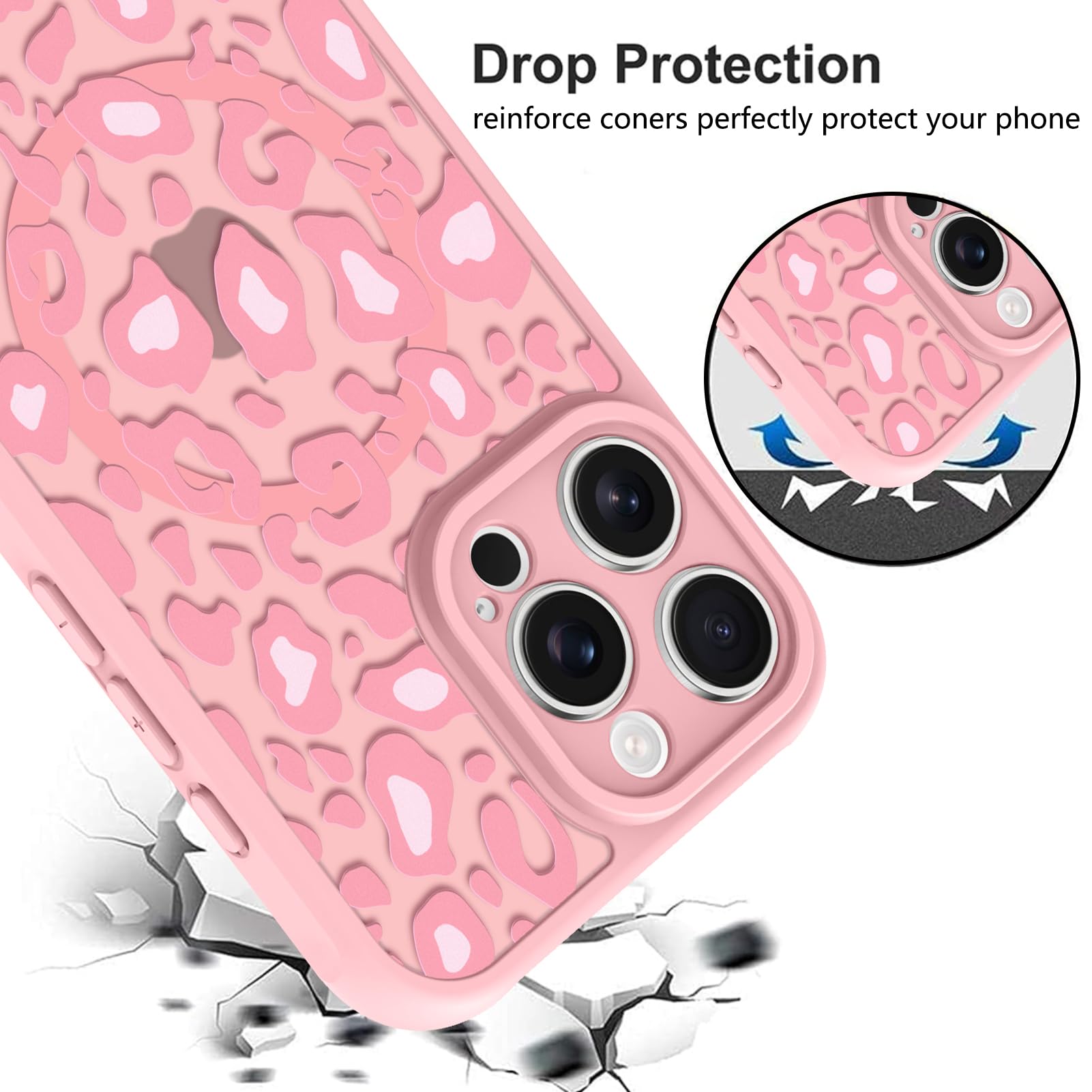Foto 5 pulgar | Funda Para Iphone 16 Pro Kanghar Con Estampado De Leopardo Rosa Y Magsafe - Venta Internacional.
