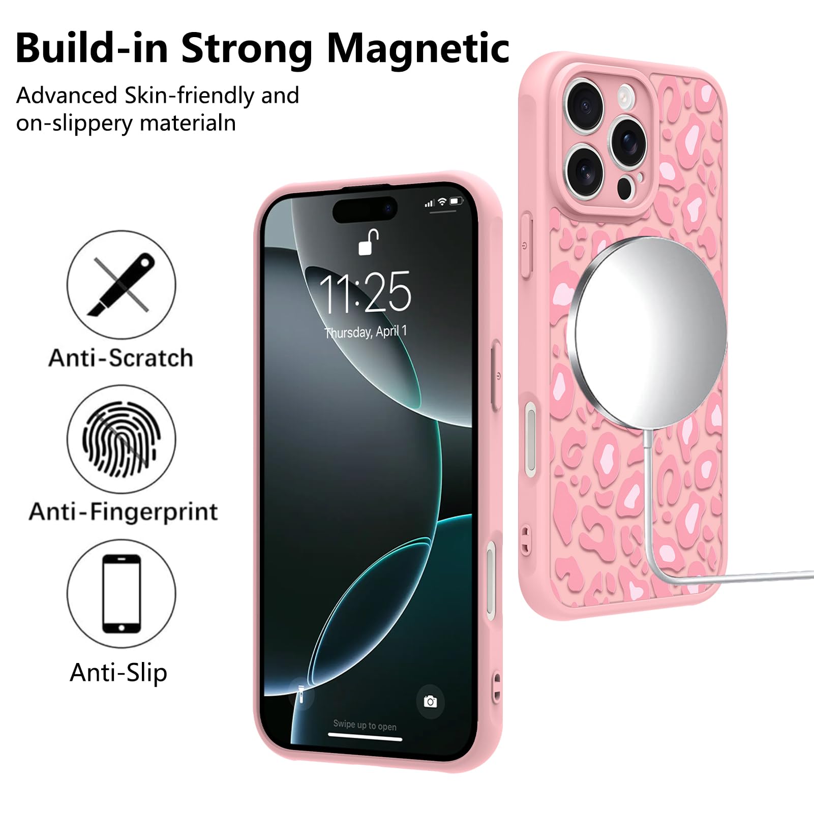 Foto 6 pulgar | Funda Para Iphone 16 Pro Kanghar Con Estampado De Leopardo Rosa Y Magsafe - Venta Internacional.