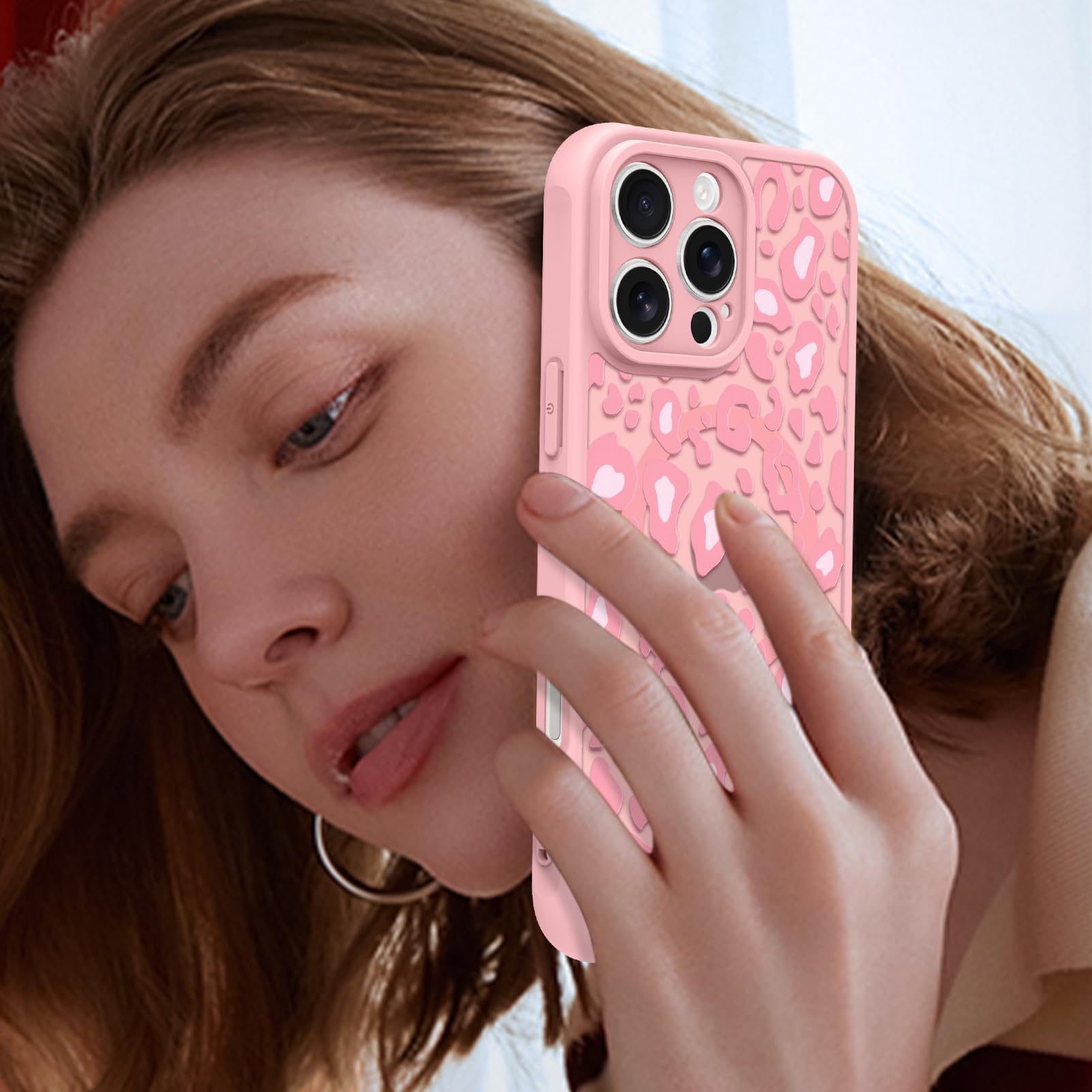 Foto 6 | Funda Para Iphone 16 Pro Kanghar Con Estampado De Leopardo Rosa Y Magsafe - Venta Internacional.