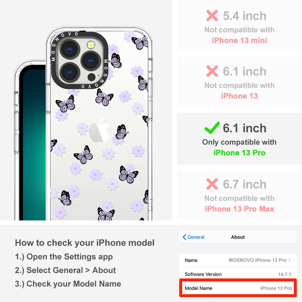 Foto 3 pulgar | Funda De Teléfono Mosnovo Para Iphone 13 Pro Lila Butterfly - Venta Internacional.